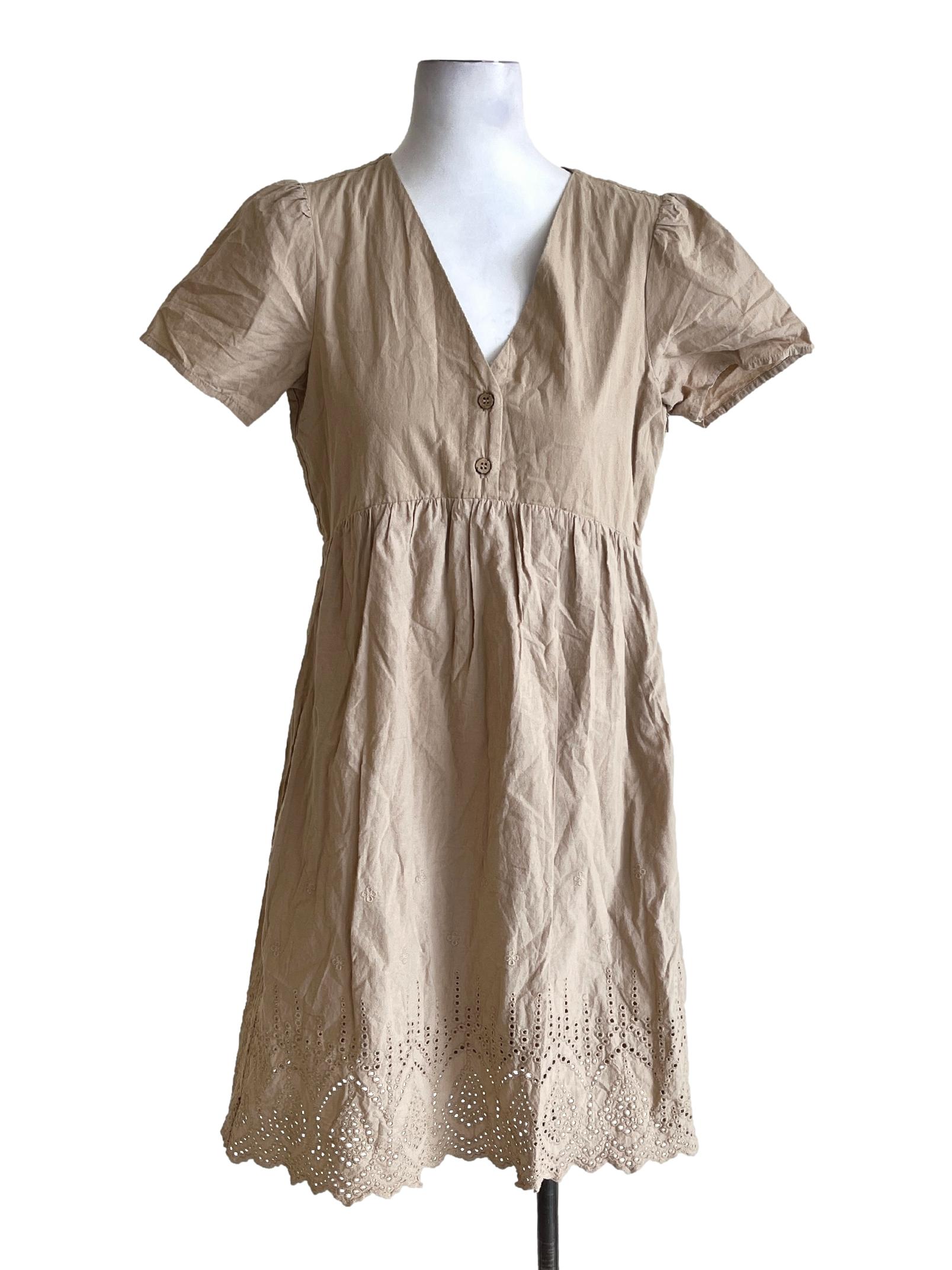 Tortilla Brown Eyelet Embroidery Dress