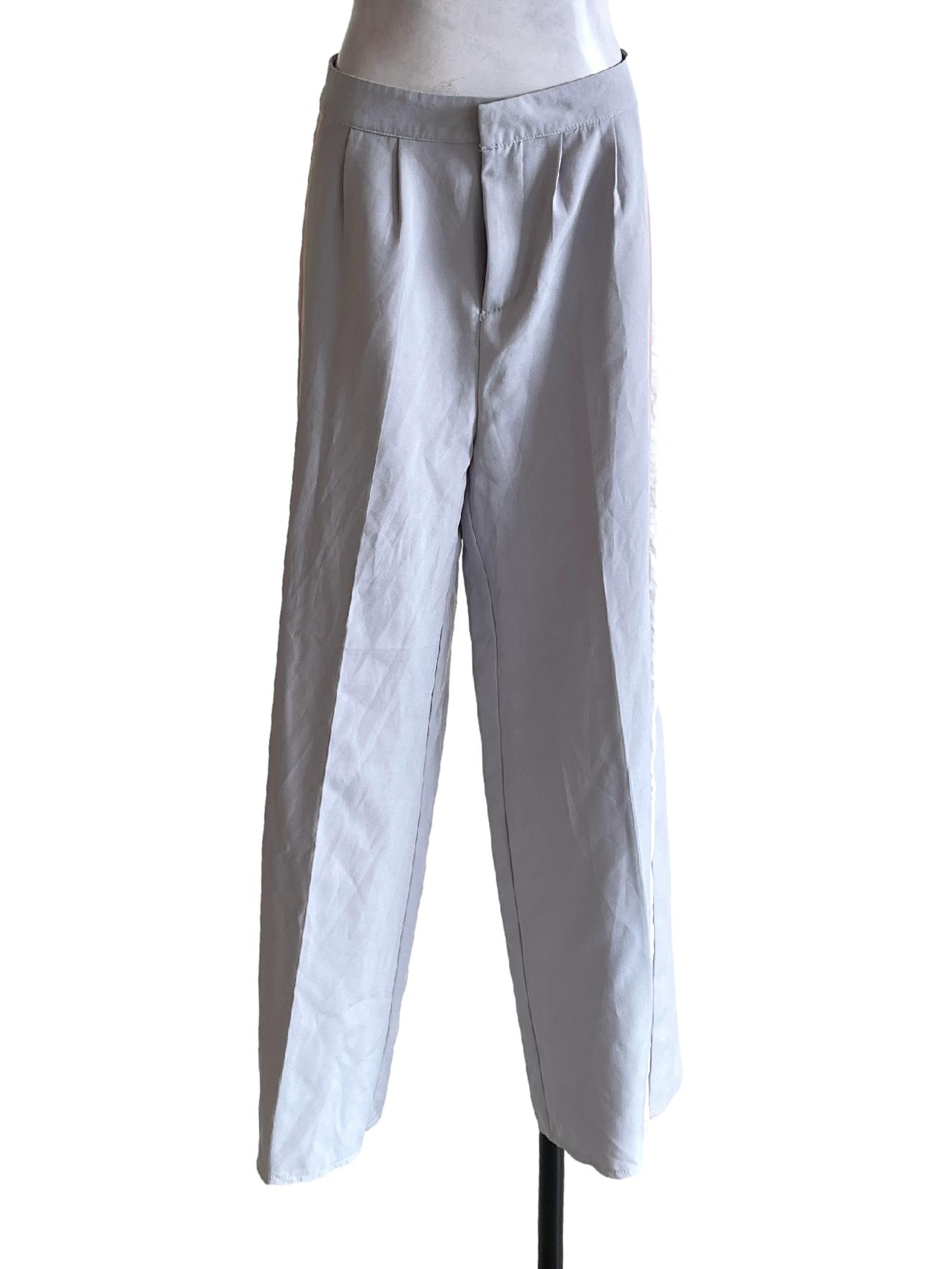 Cloud Grey Pink White Straight Pants