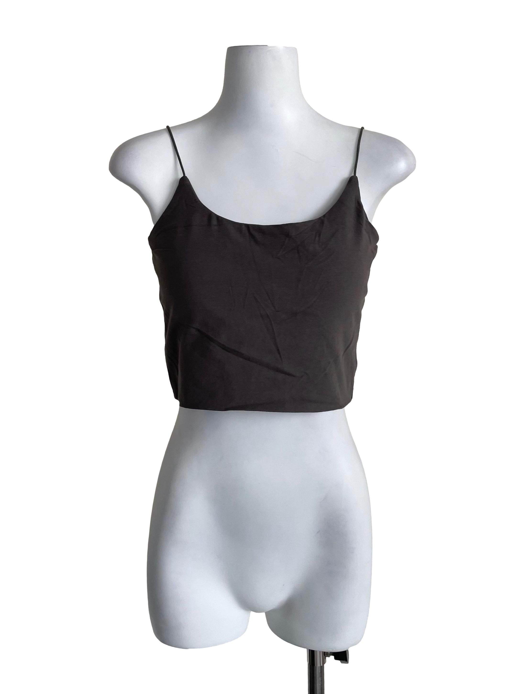 Dark Sage Spaghetti Straps Crop Camisole