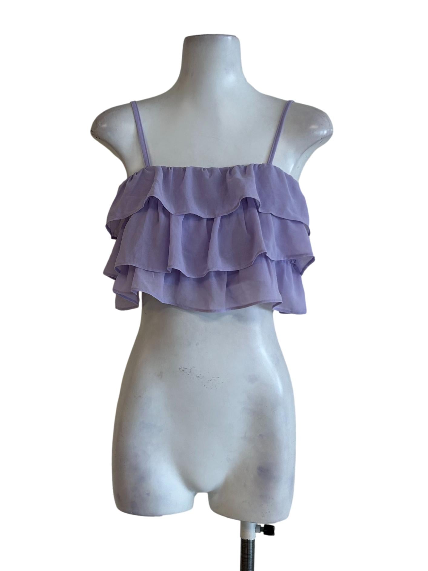 Lavender Ruffled Layer Crop Top