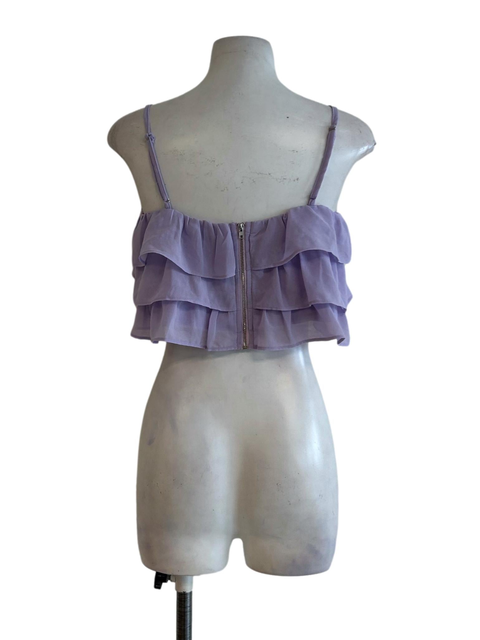 Lavender Ruffled Layer Crop Top