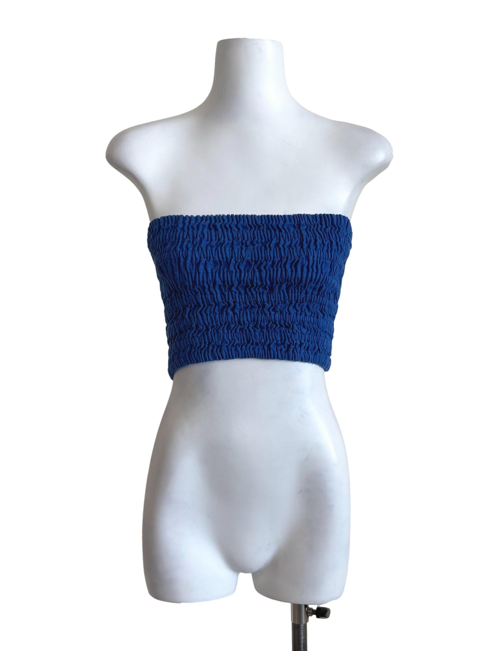 Sapphire Blue Smocked Tube Top
