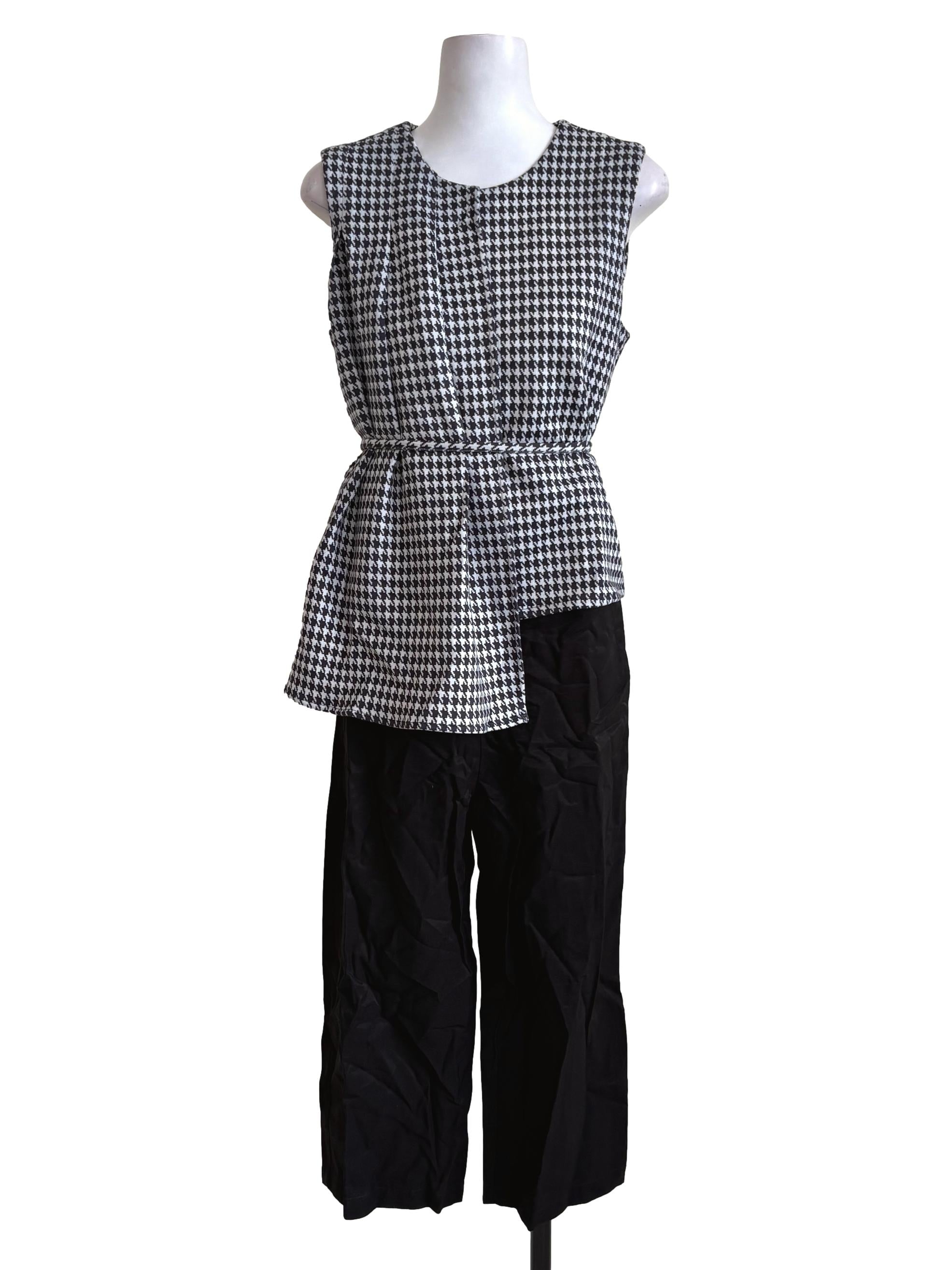 Black Houndstooth Top Jumpsuit