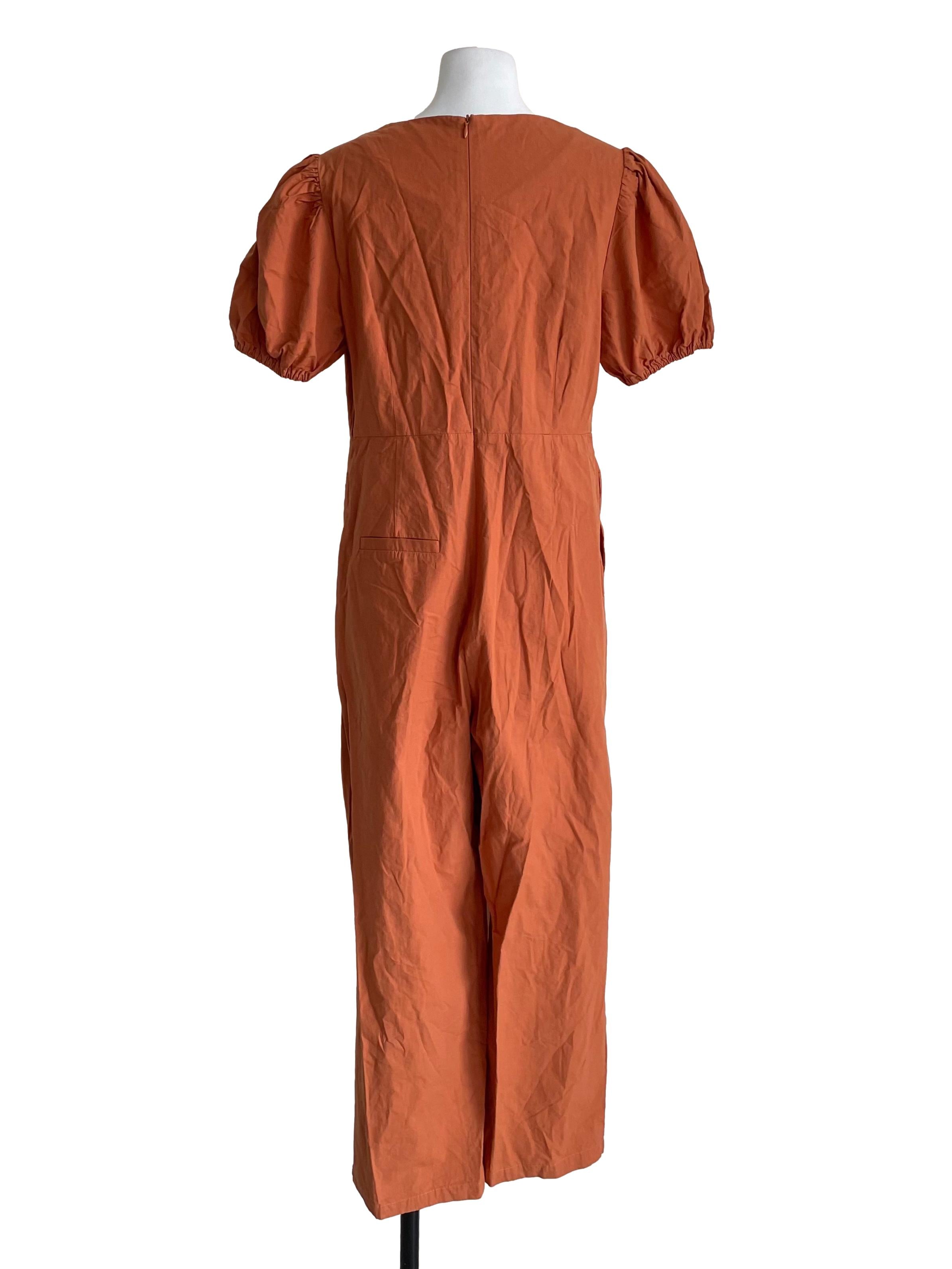 Tangerine Puff Sleeves Jumpsuit