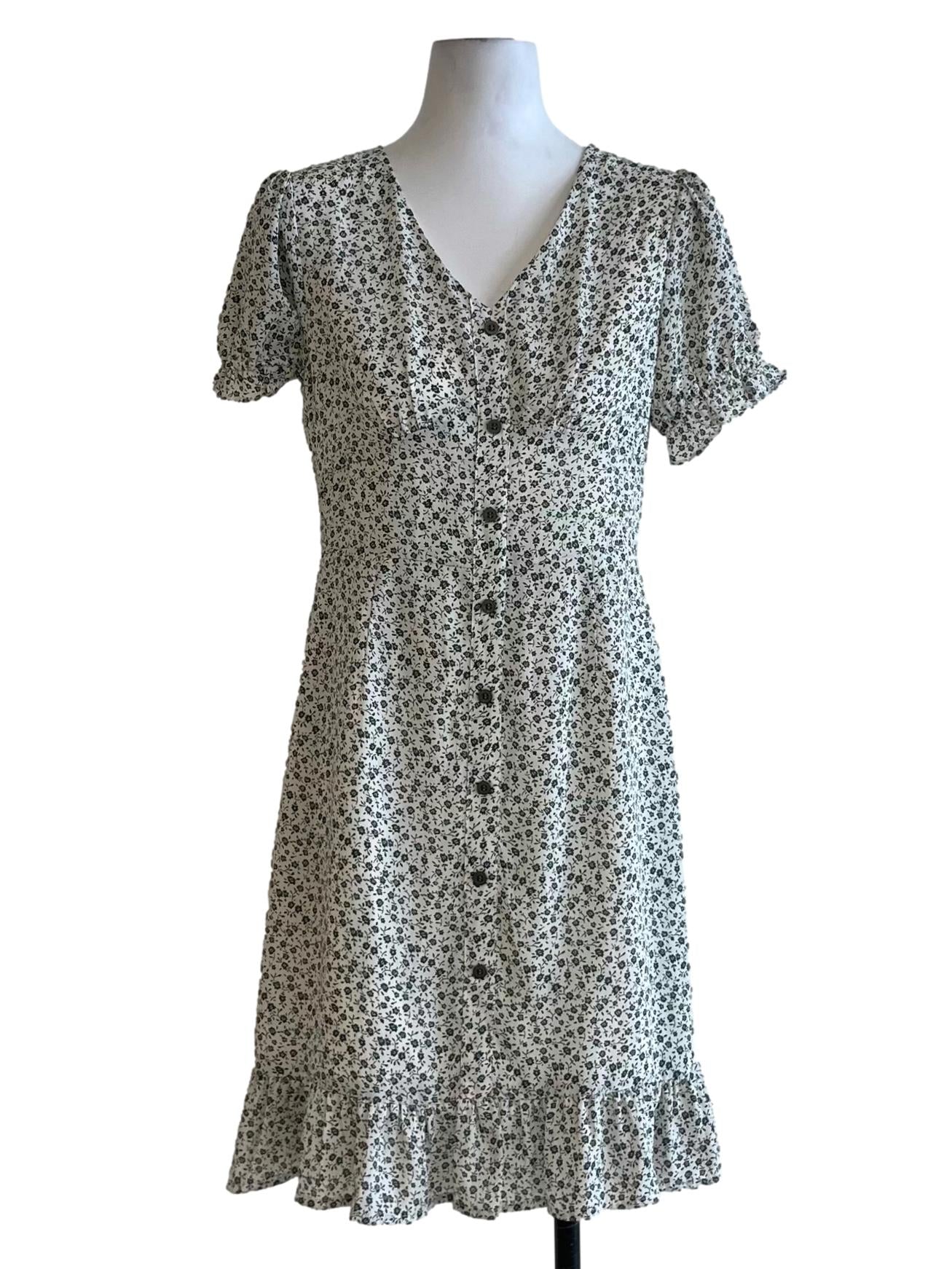 White Floral Empire Dress