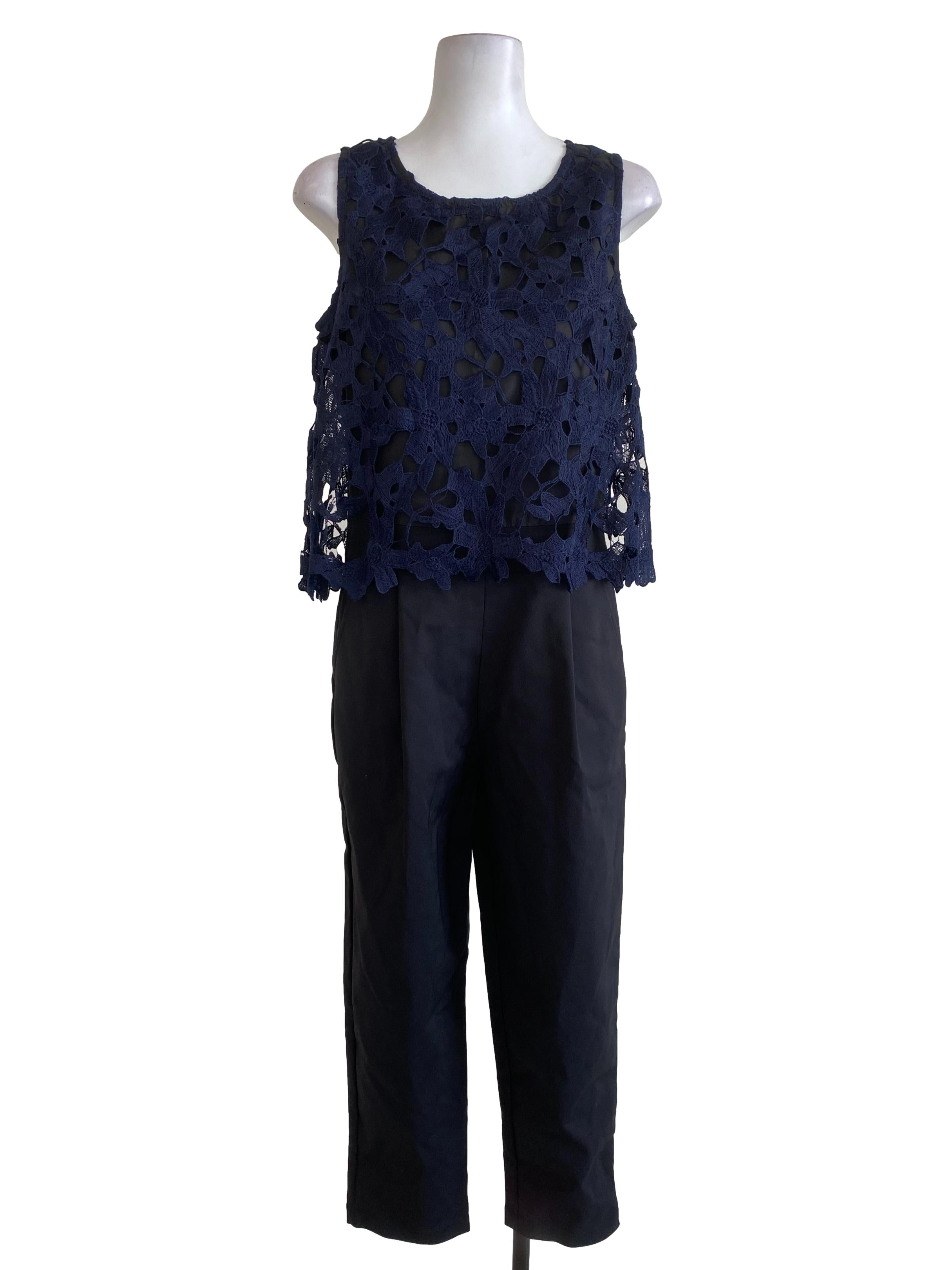 Black Blue Laced Jumpsuits