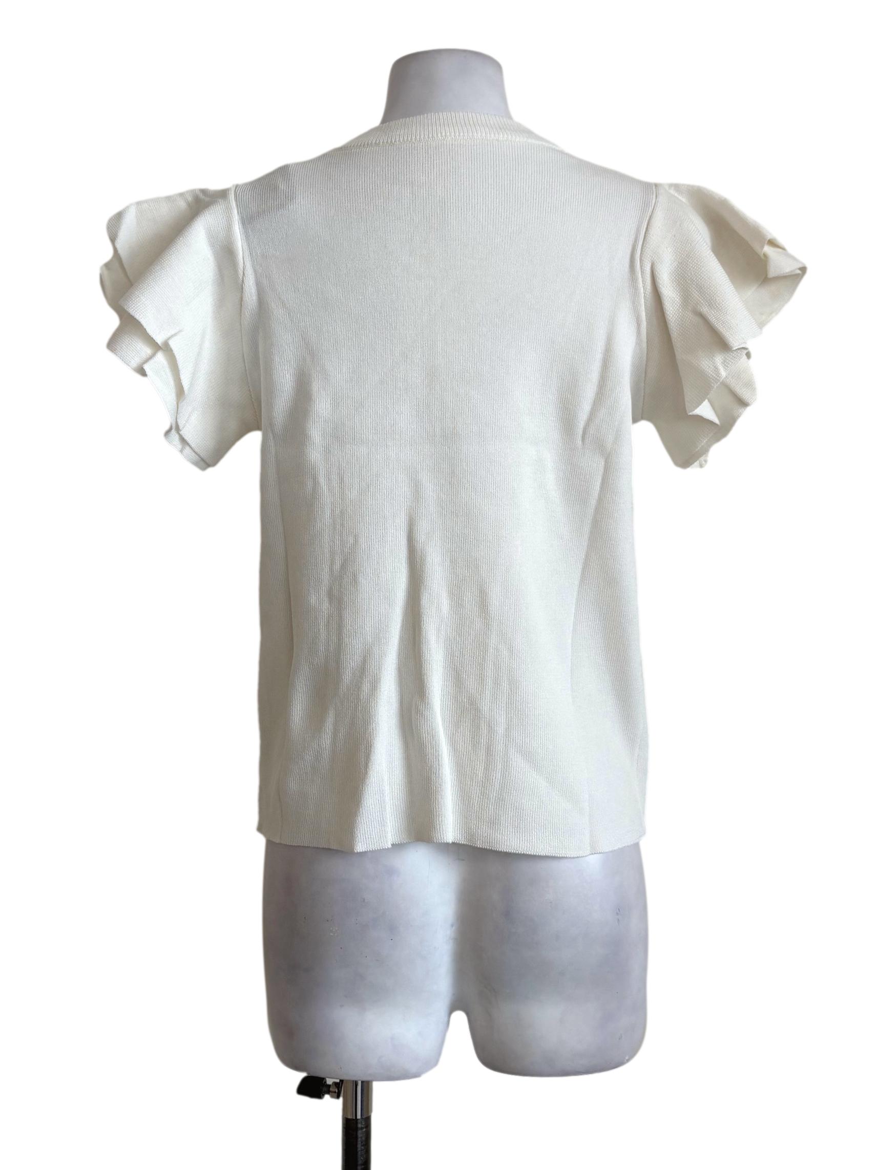 White Ruffle Sleeves Top