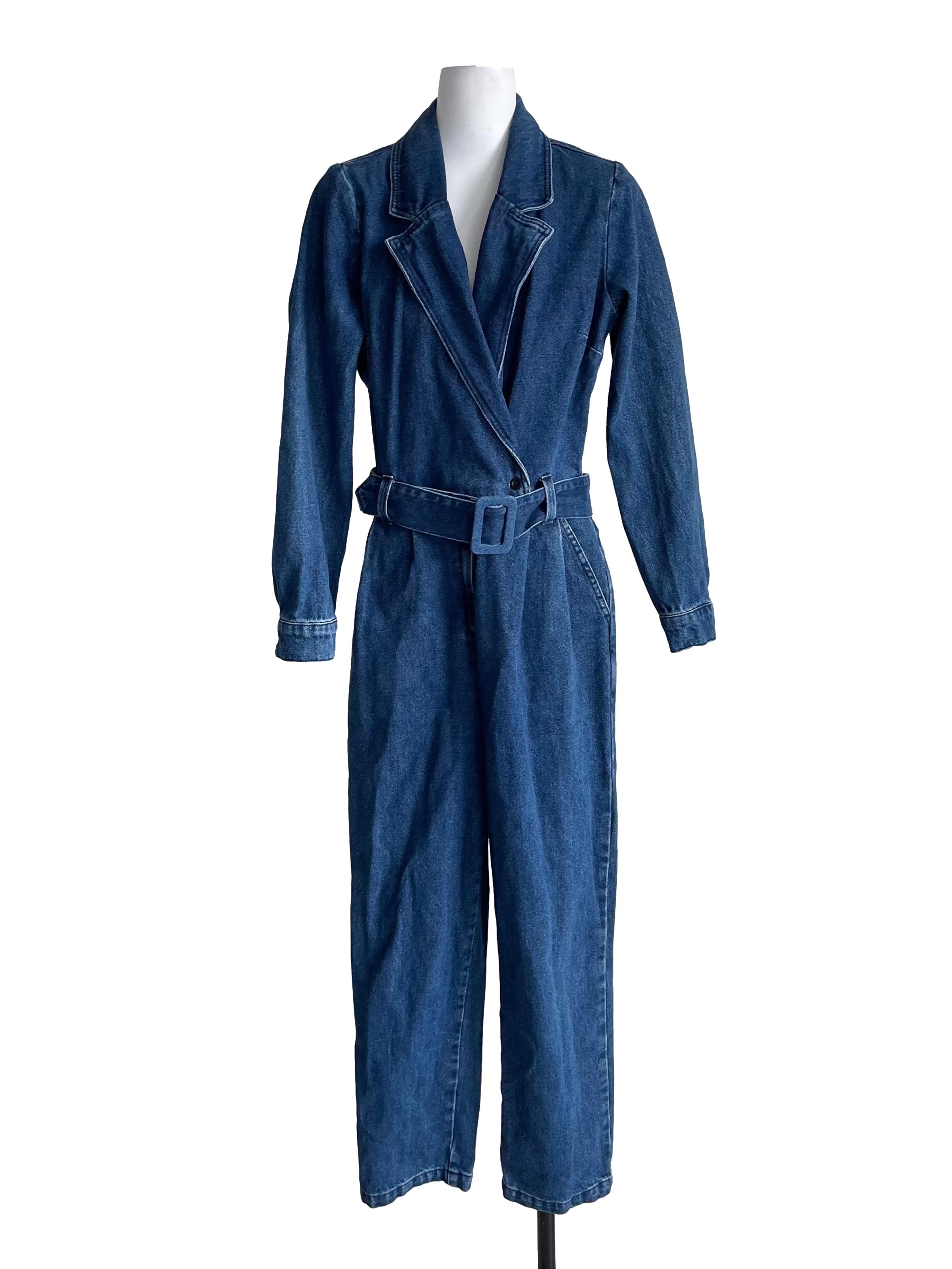 Blue Denim Double Breasted Jumpsuit