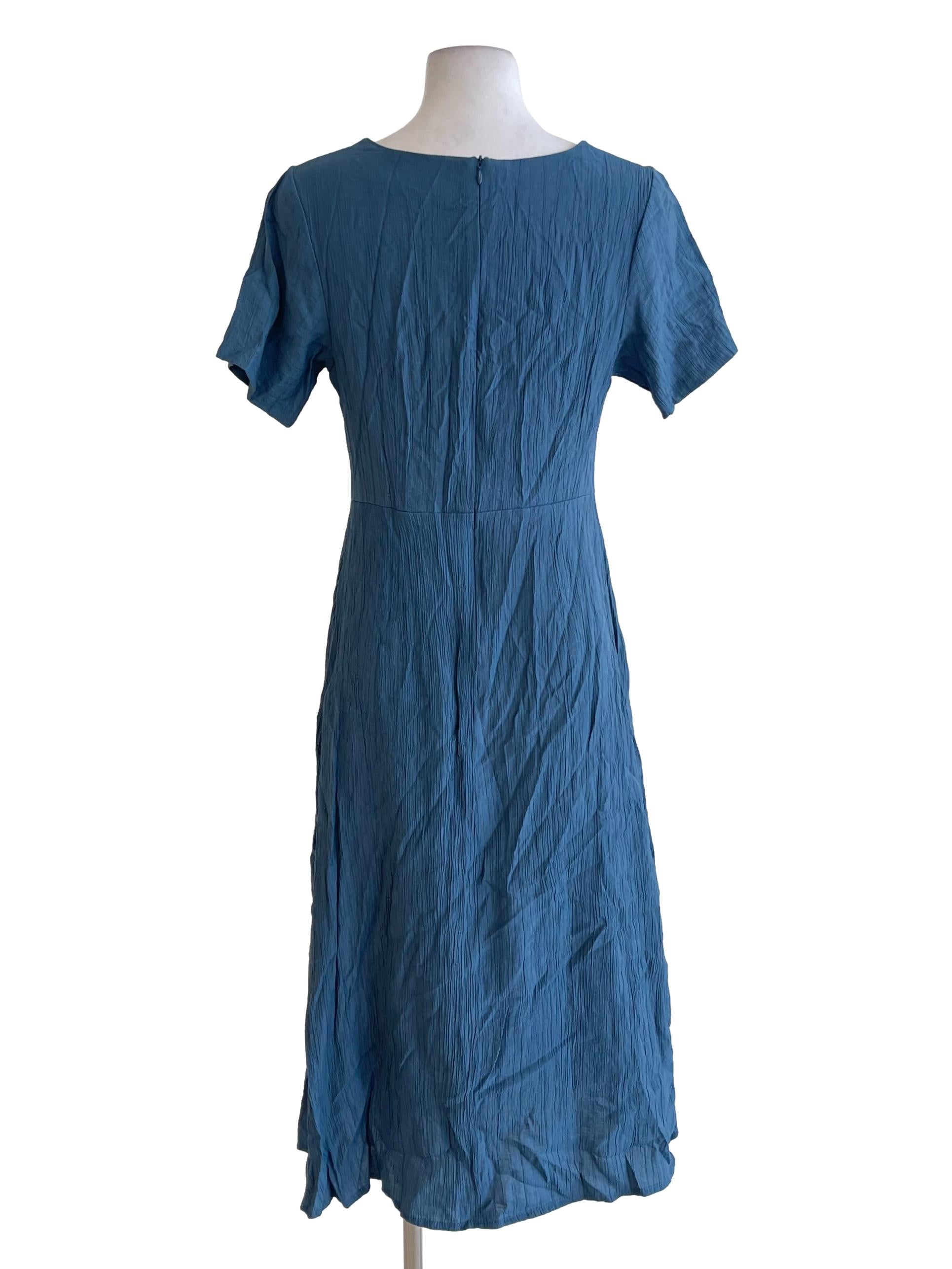 Blue Aegean V Neck A Line Dress