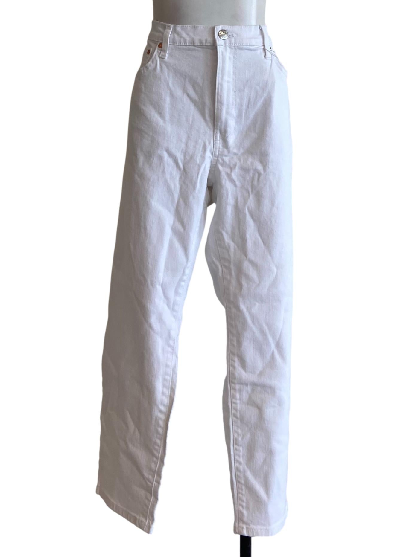 White Twill Highwaist Slim Jeans