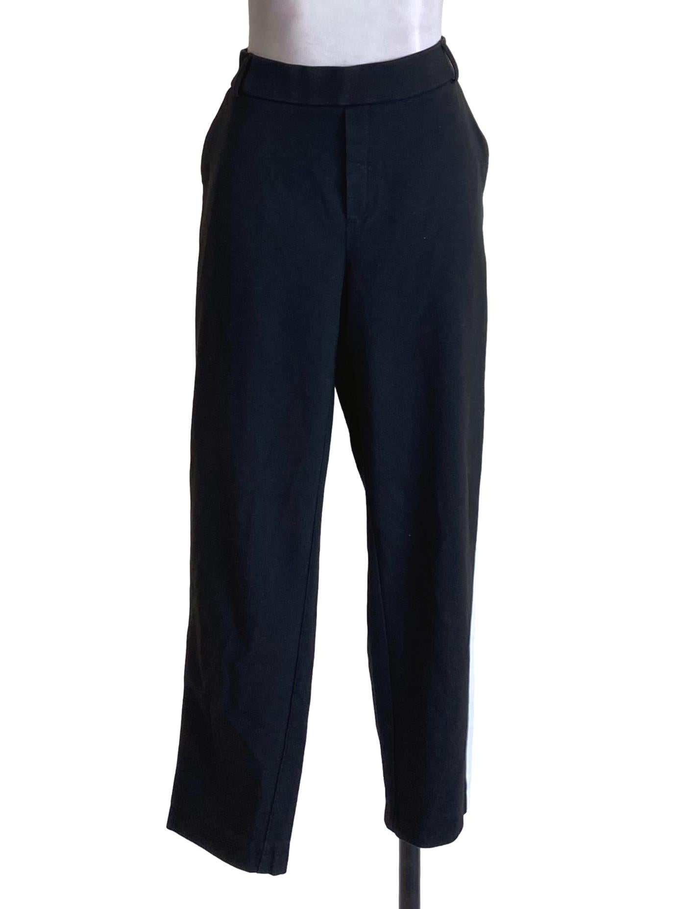 Black White Lined Track Pants
