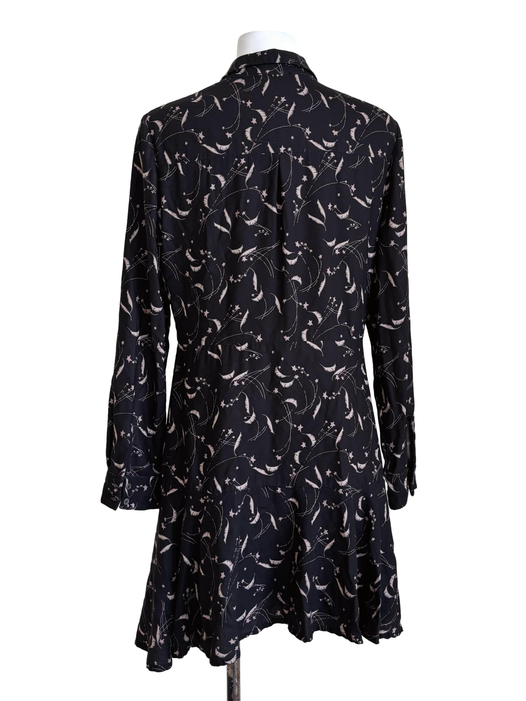 Onyx Black Long Sleeve Buttoned Dress