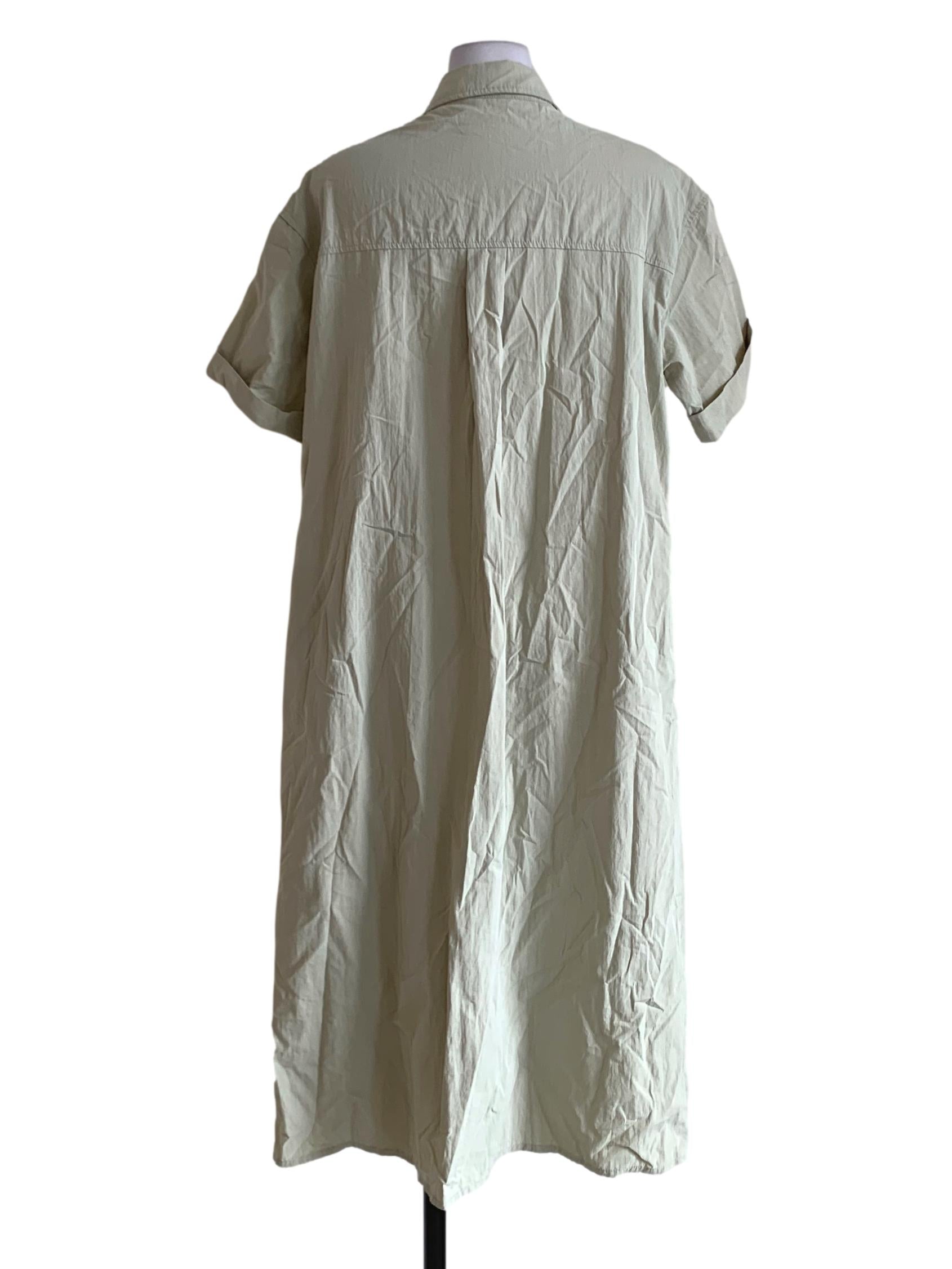 Olive Green Wing Collar Empire Dress