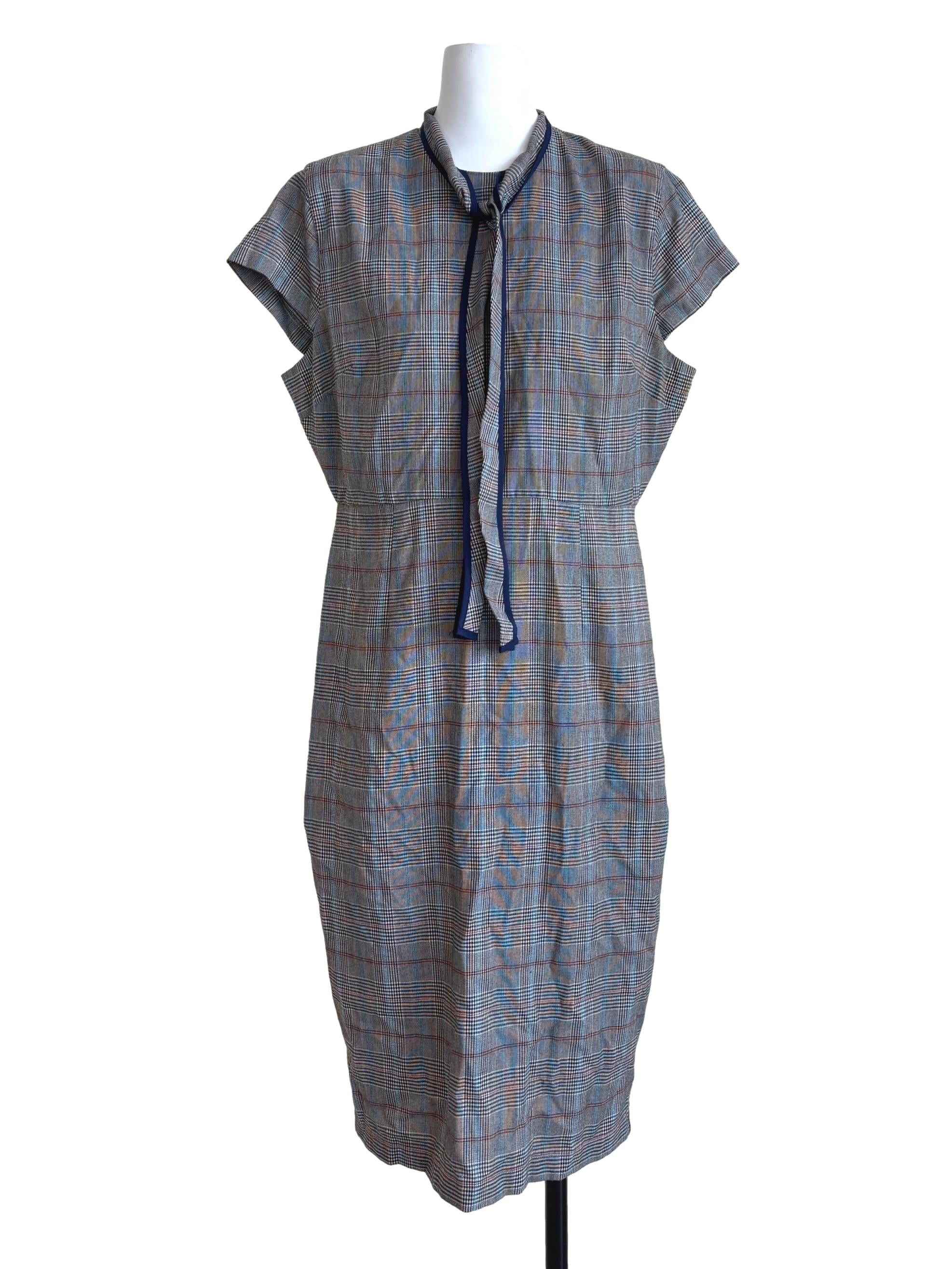 Echo Grey Plaid Pencil Dress