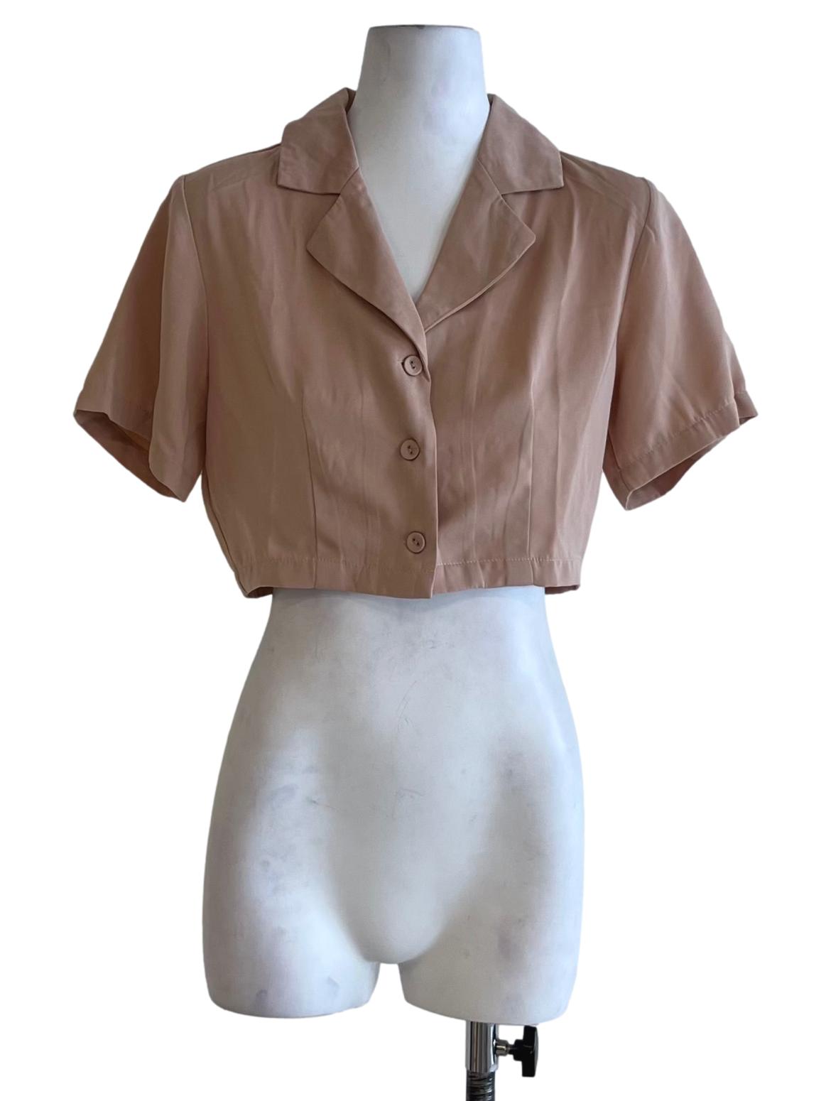 Peach Pink Wing Collar Blouse