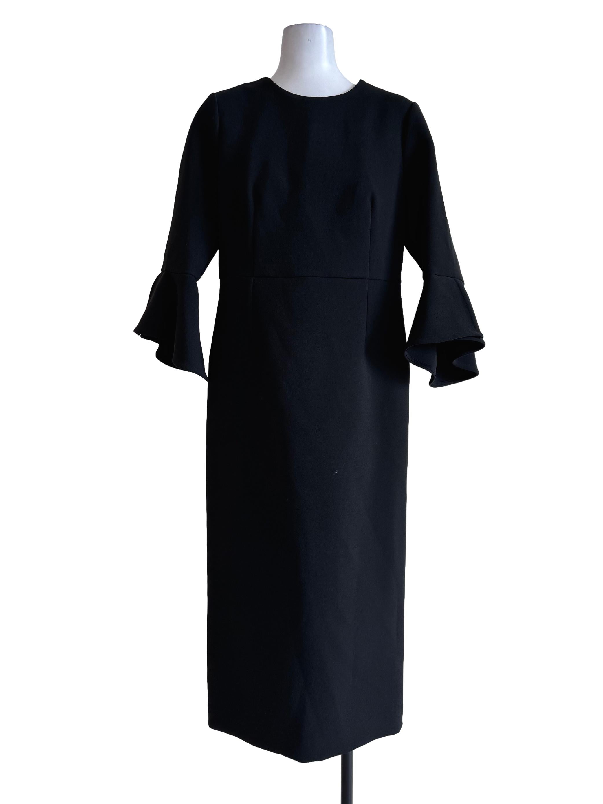Onyx Black Long Sleeve Ironless Shift Dress