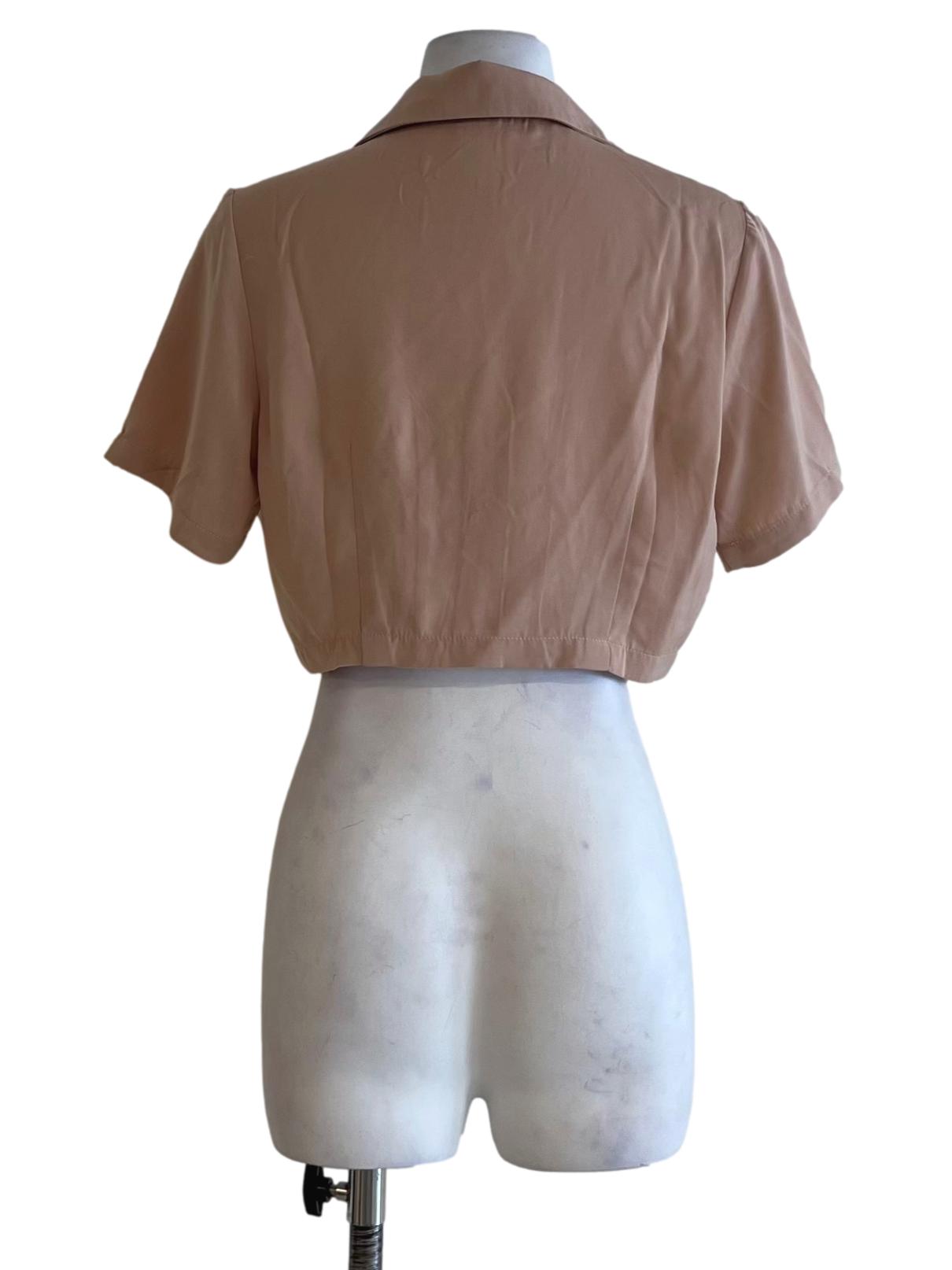 Peach Pink Wing Collar Blouse
