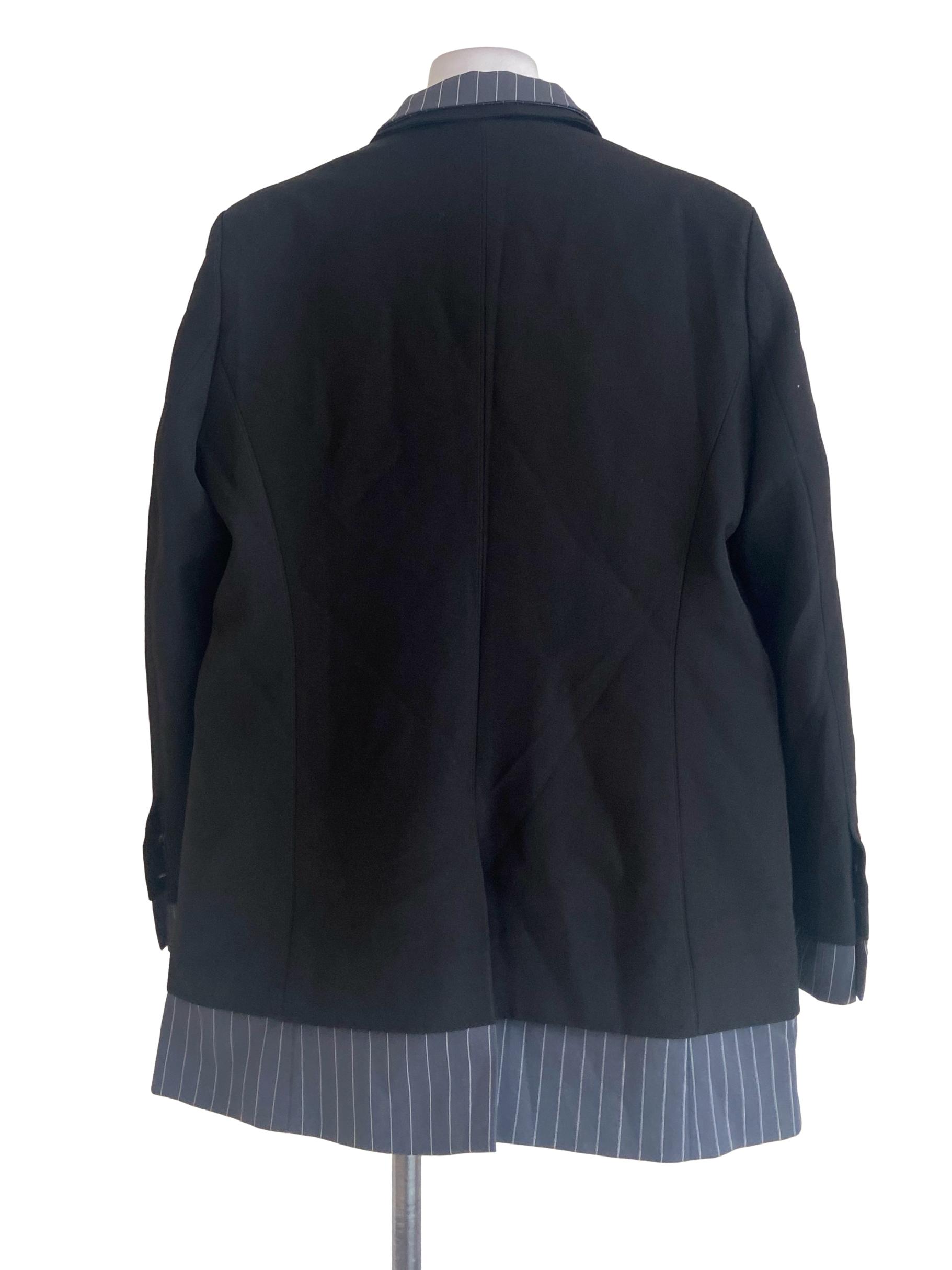 Black Double Breasted Stripe Blazer