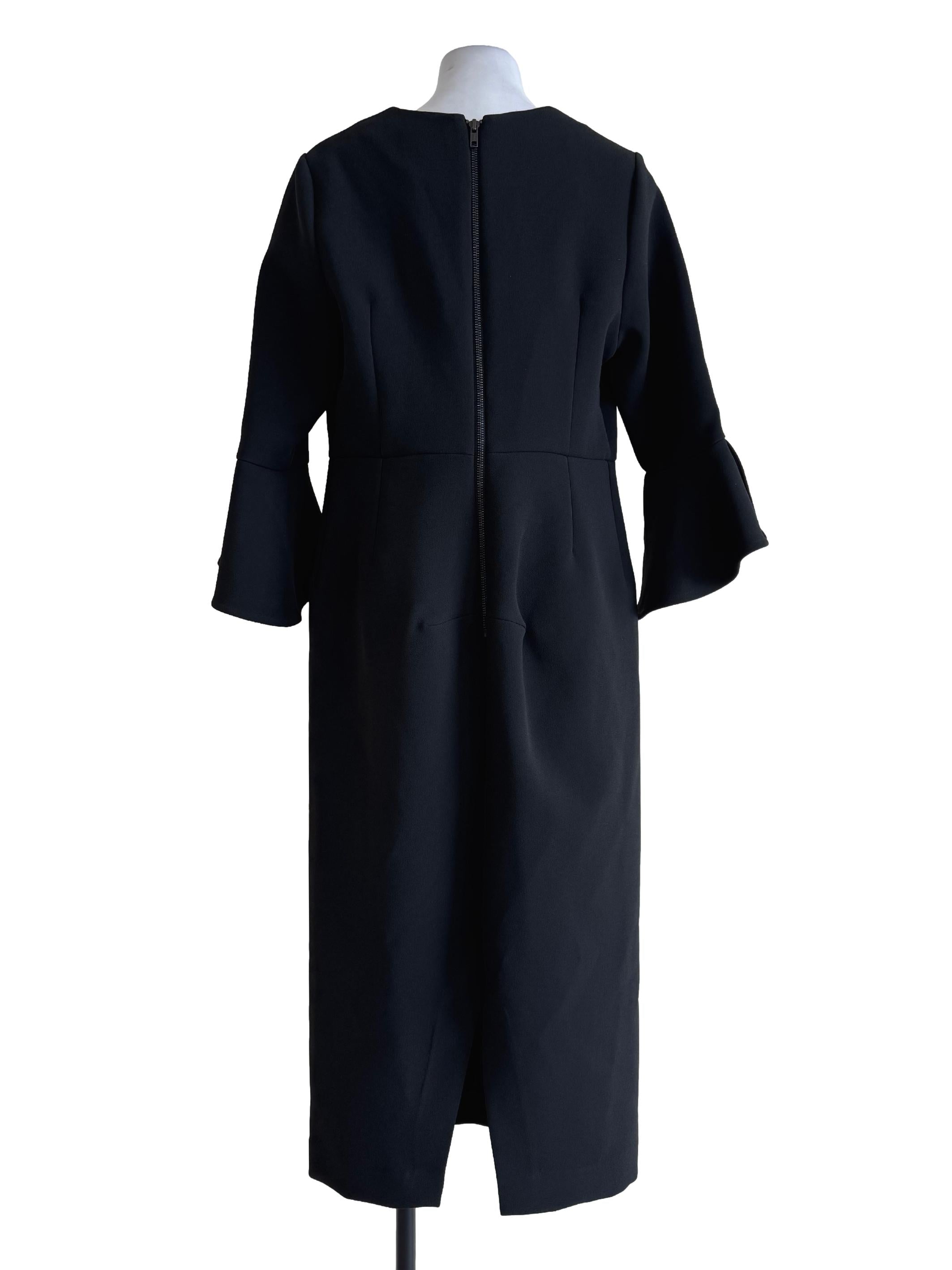 Onyx Black Long Sleeve Ironless Shift Dress