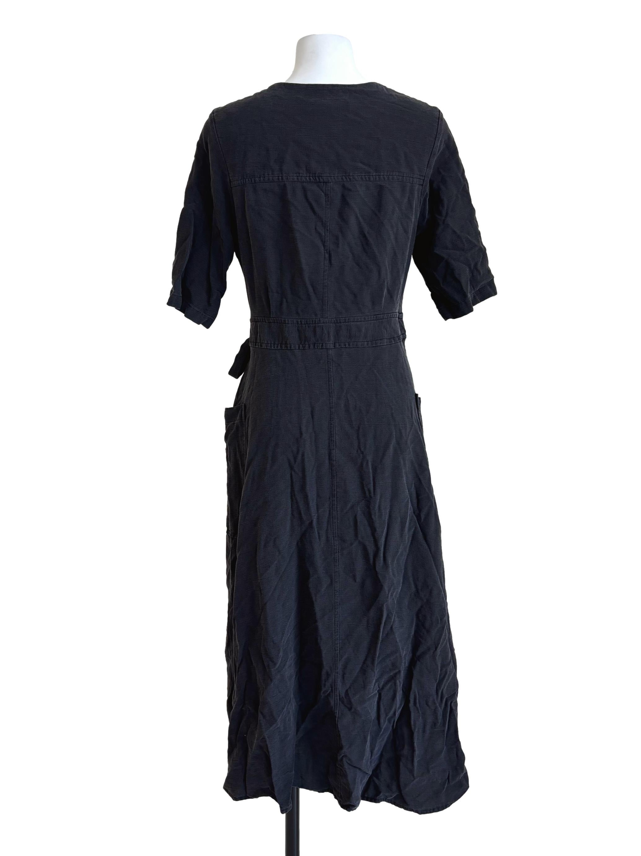 Jet Black Midi Wrap Dress