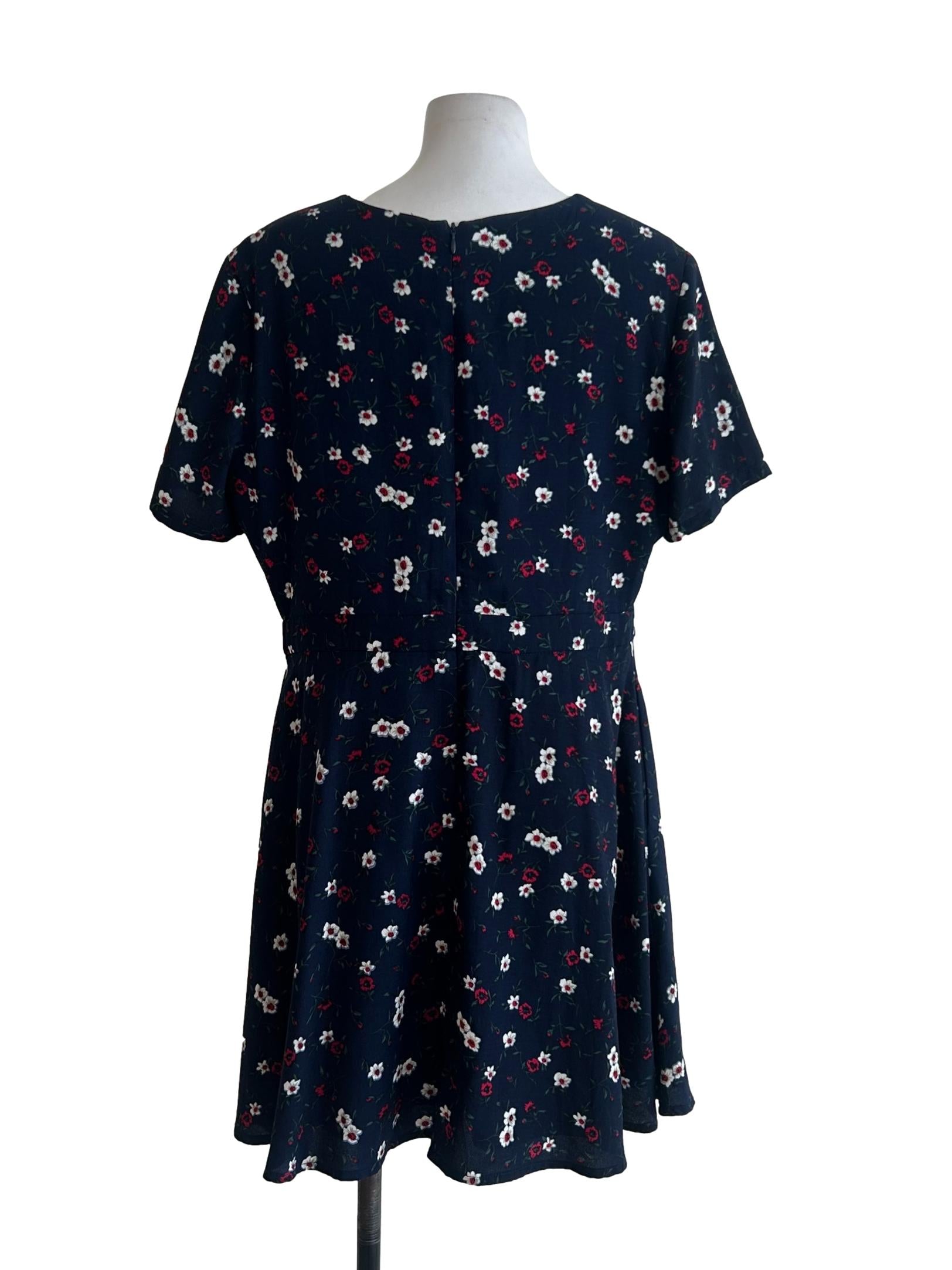 Blue Navy Floral A Line Dress