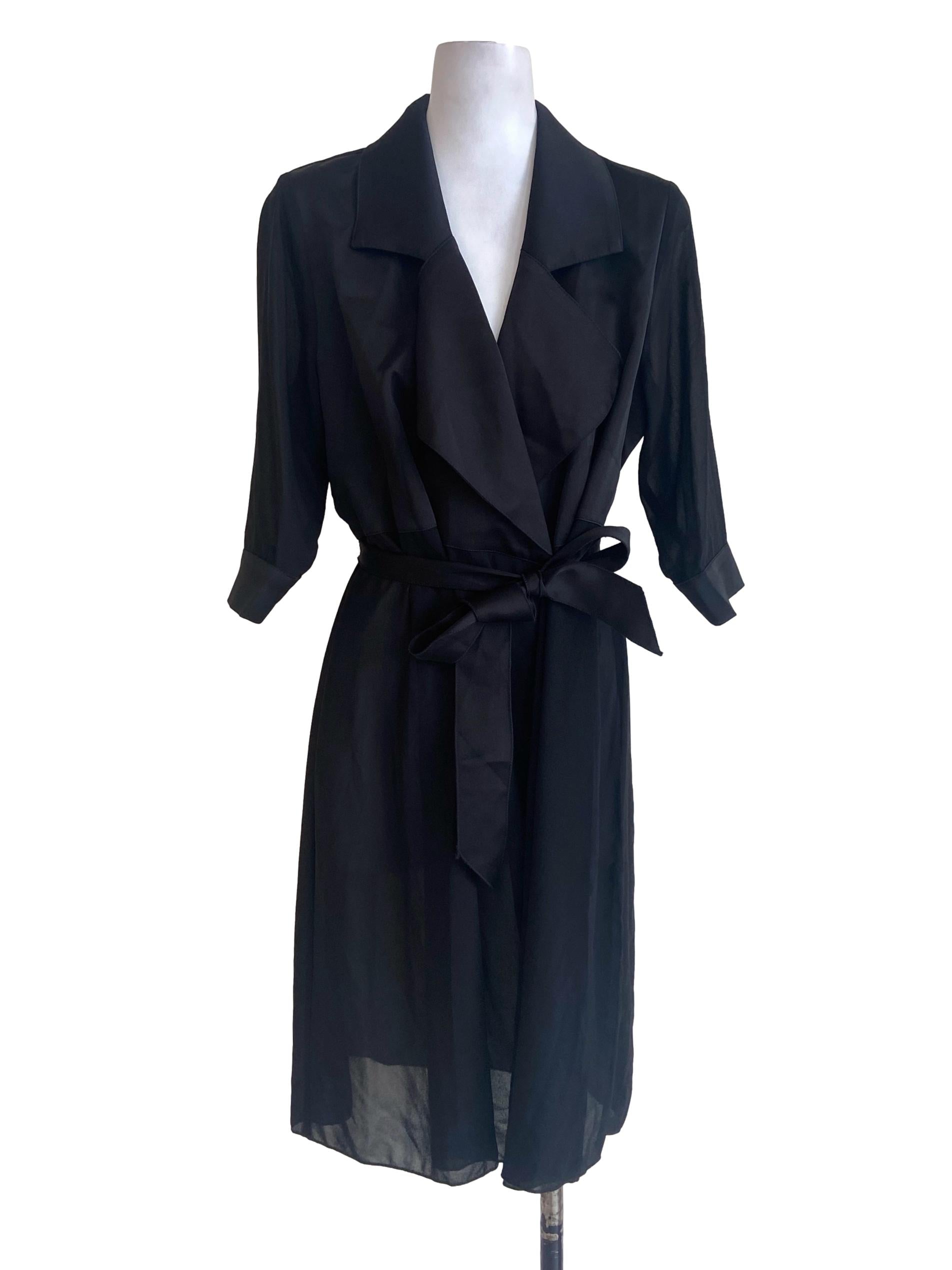Black Wrap Wing Collar Dress