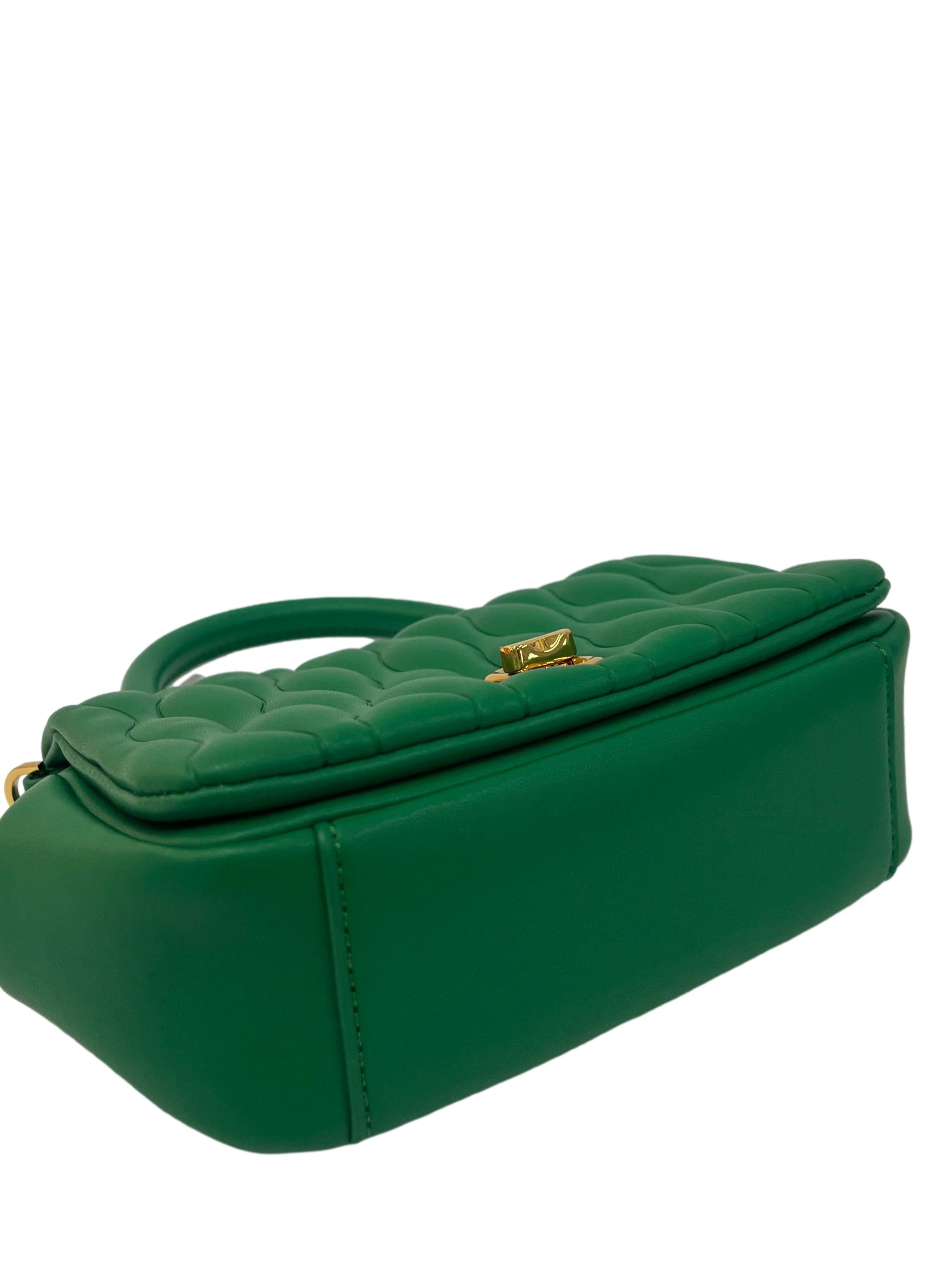 Green Textured Handbag With Changeable Straps