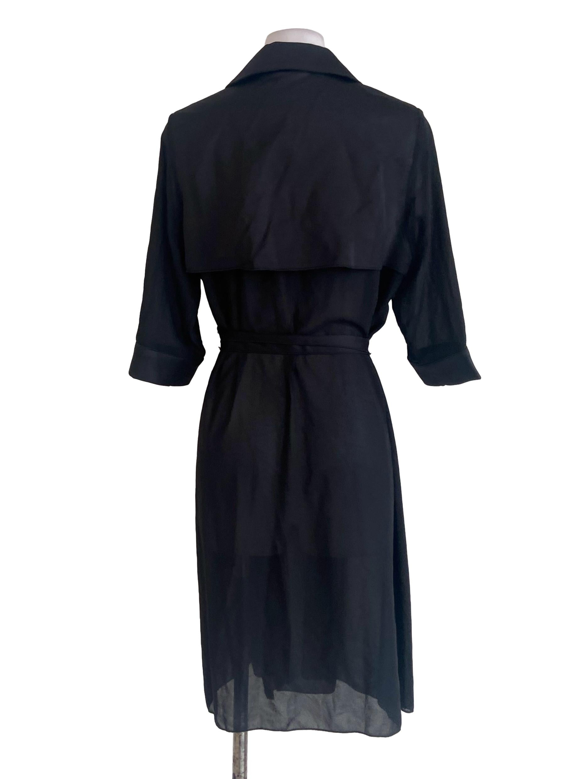 Black Wrap Wing Collar Dress