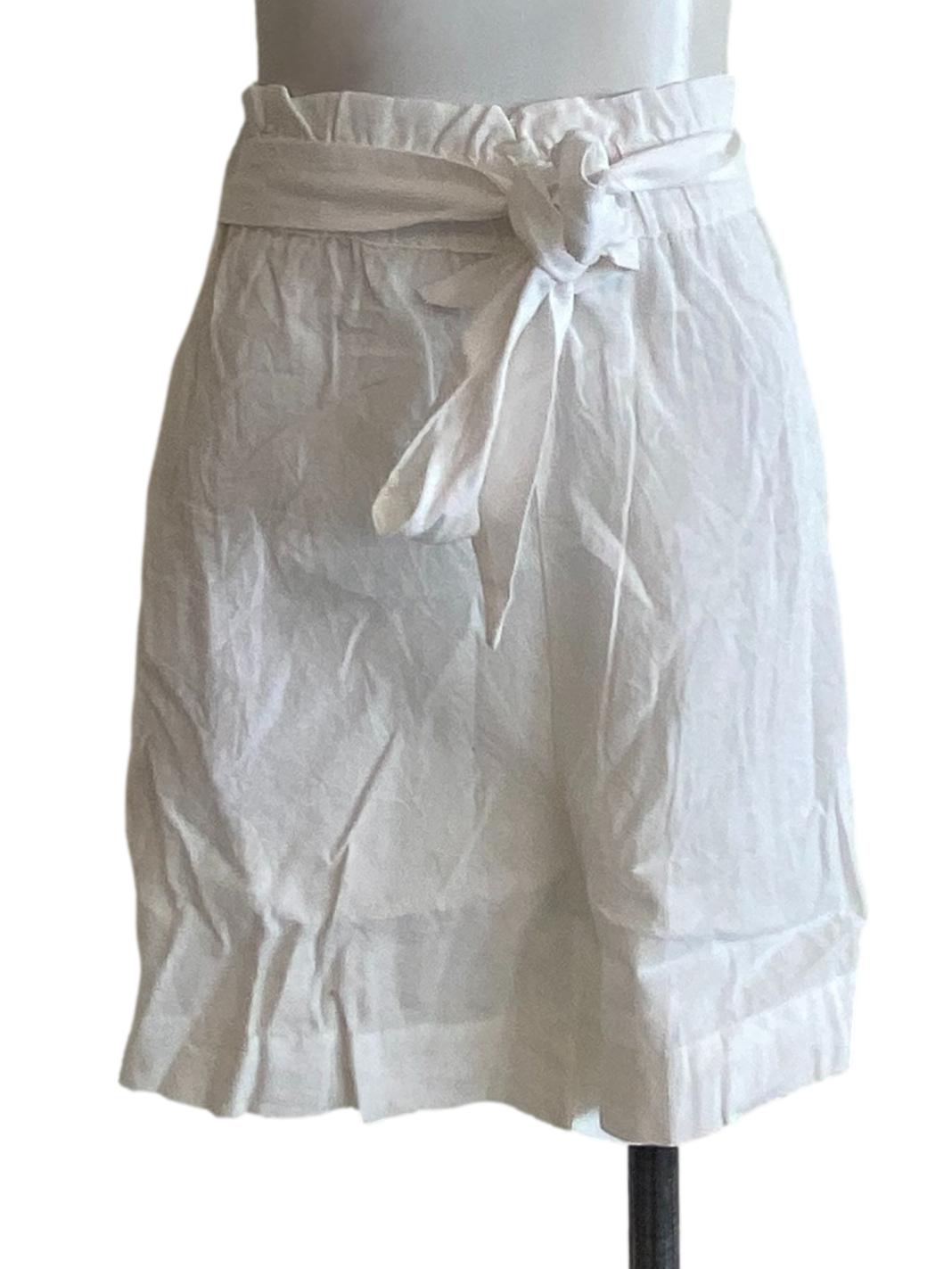 White Twill Tie Waist Shorts