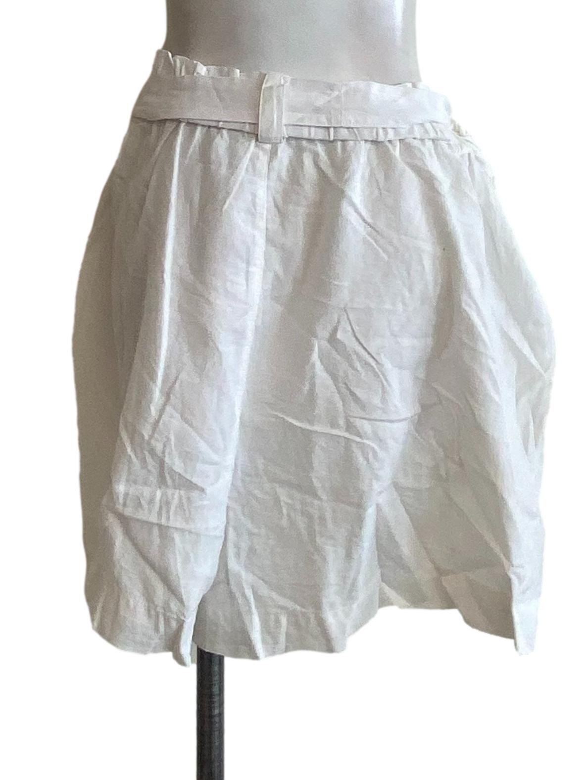 White Twill Tie Waist Shorts