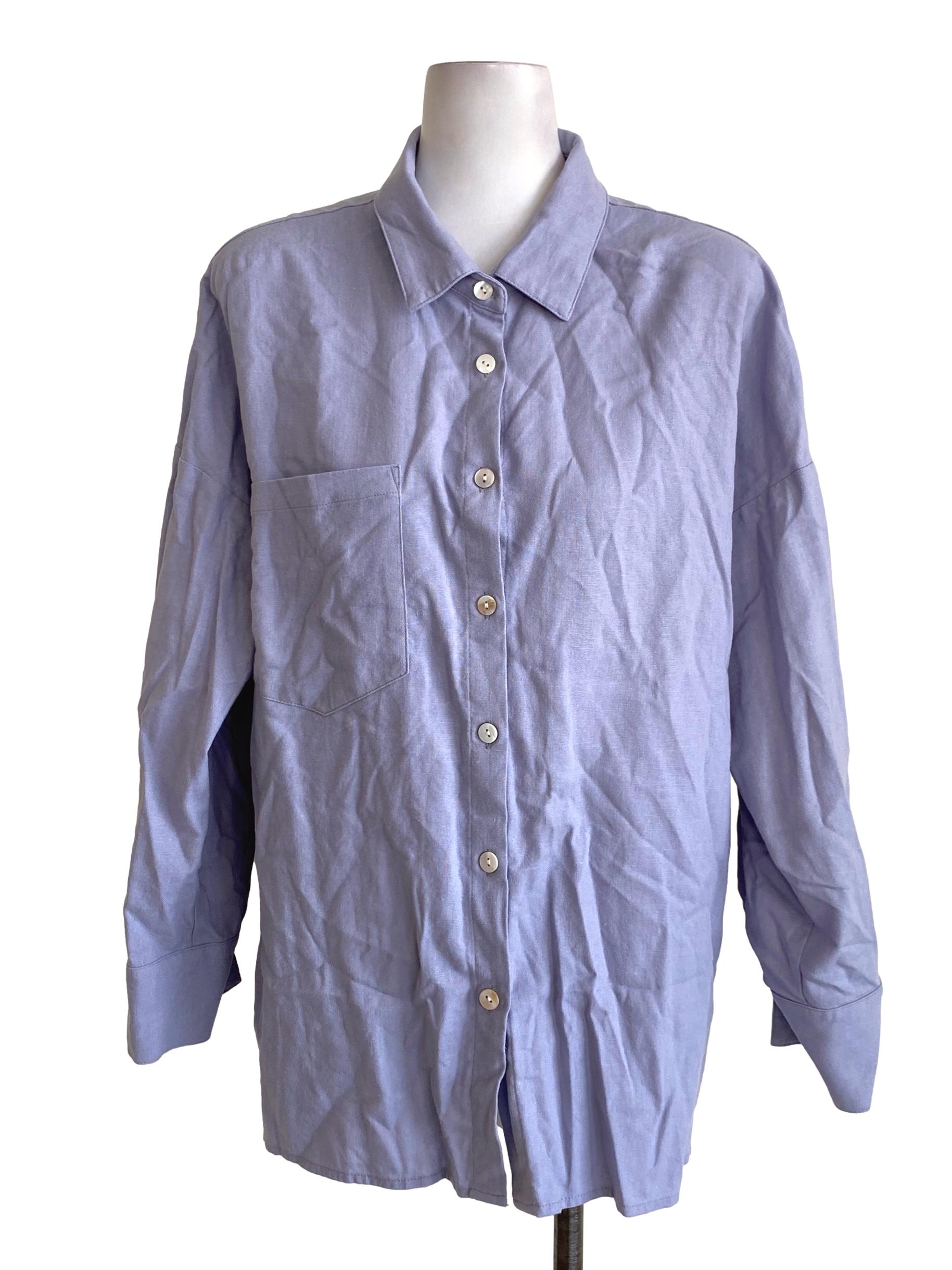 Light Teal Blue Buttoned Down Shirt Blouse TCL