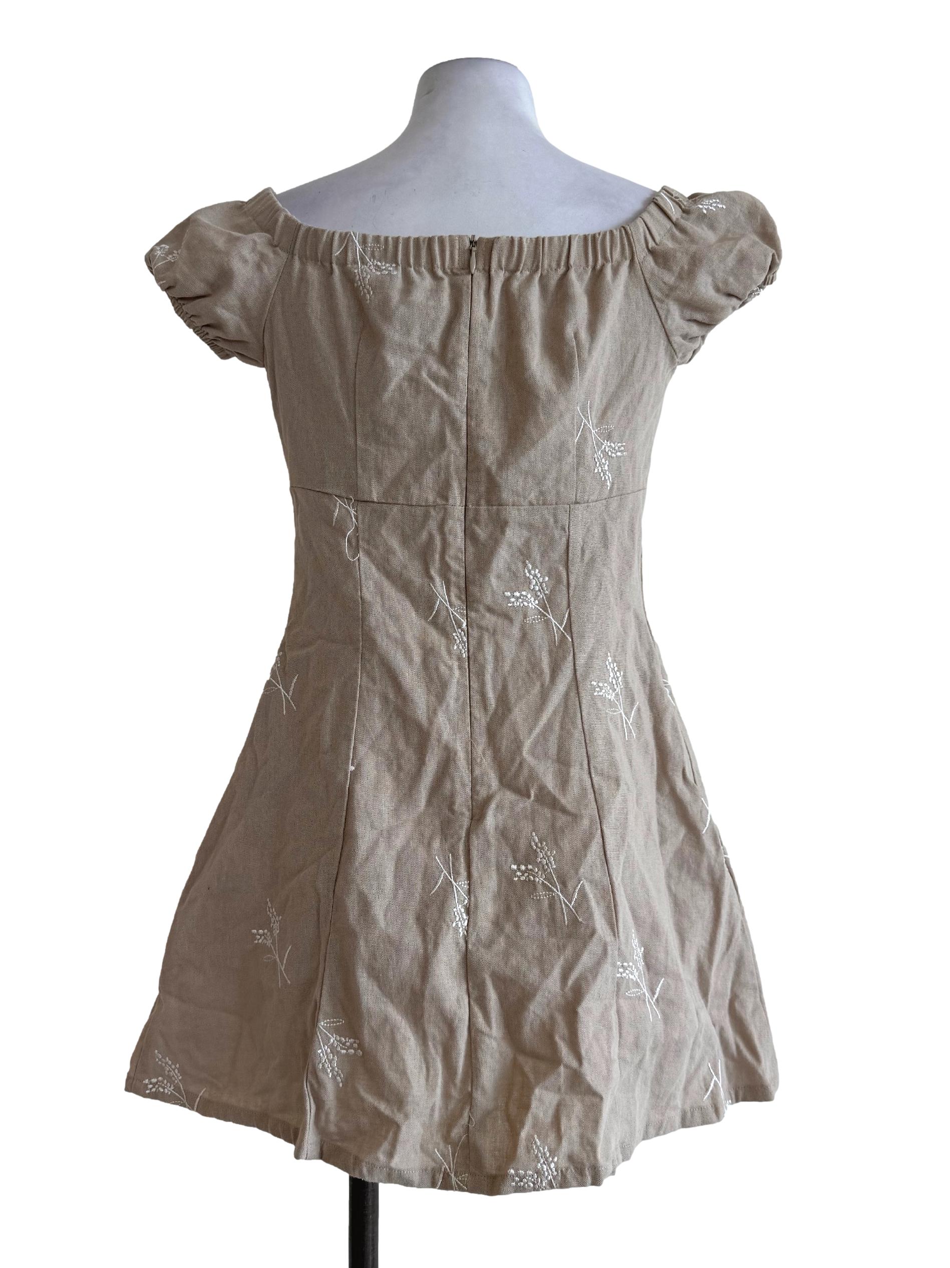 Gunny Brown Queen Anne Neck Dress