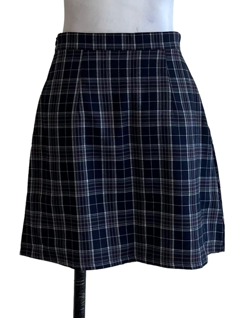 Navy Blue Tartan Mini Skirt