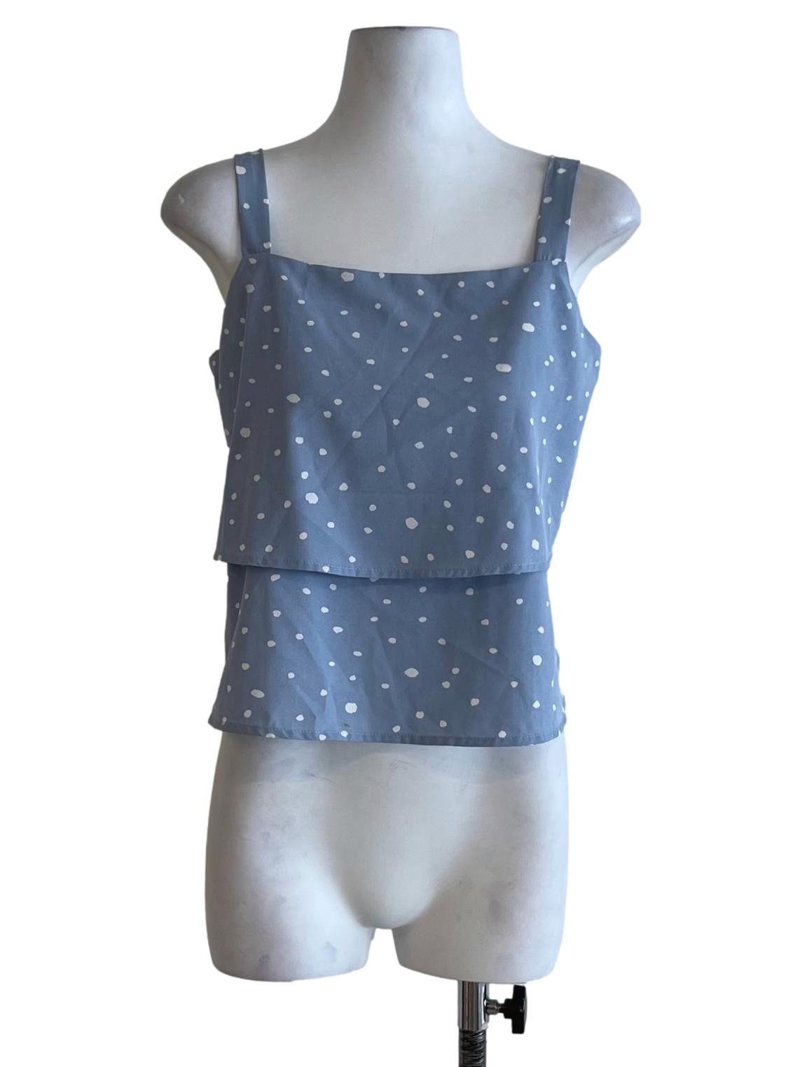 Sky Blue Polka Dot Sleeveless Top