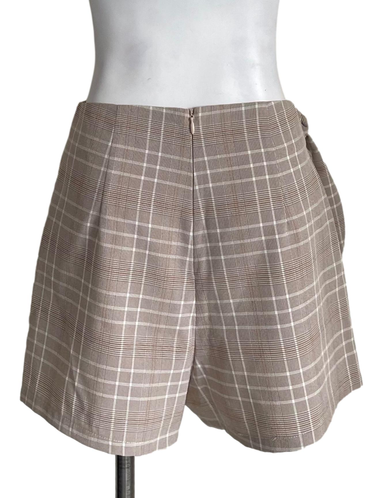 Cool Beige Checker Wrap Skorts