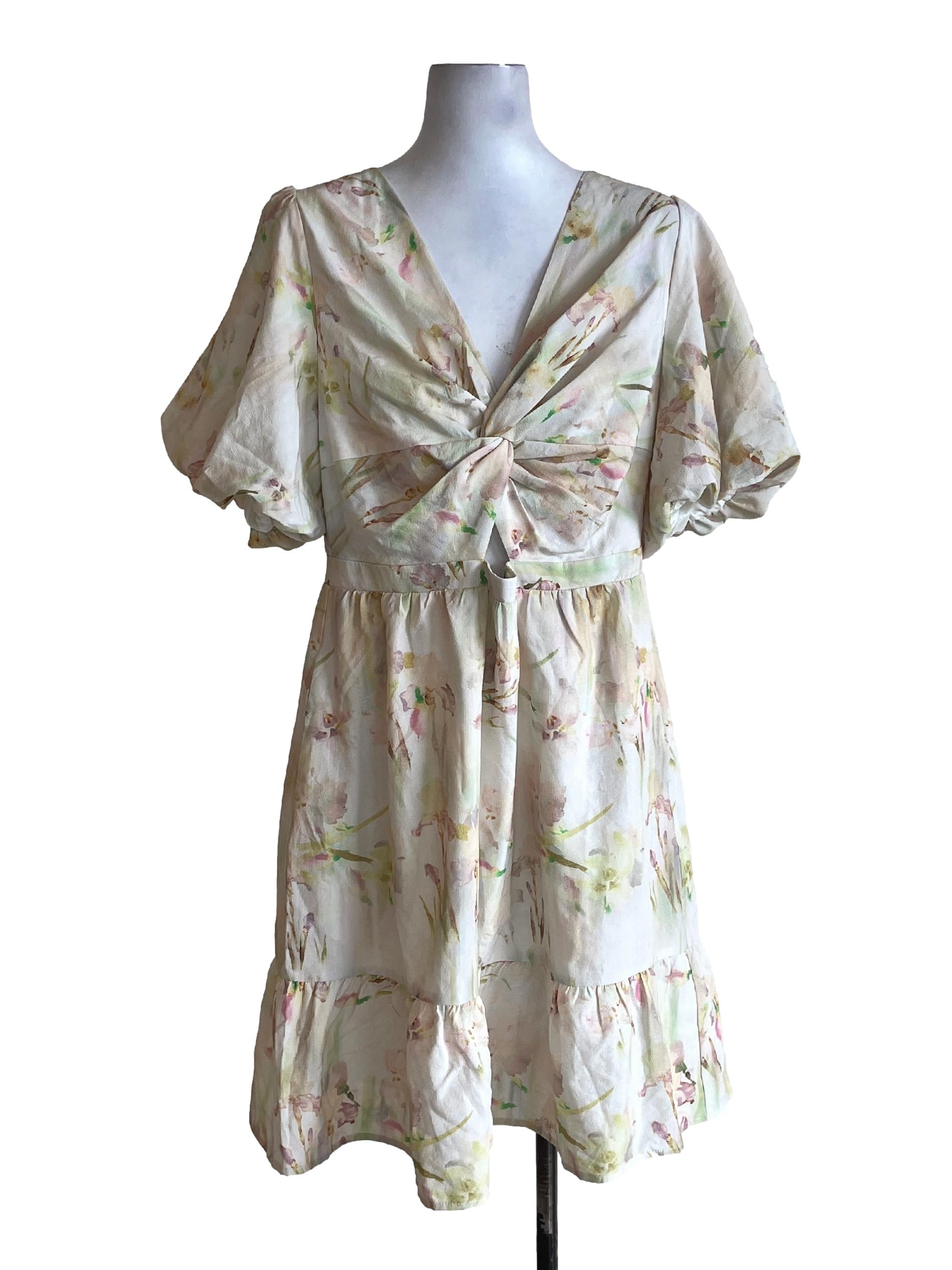 Lemon Yellow Green Floral Pattern Sundress