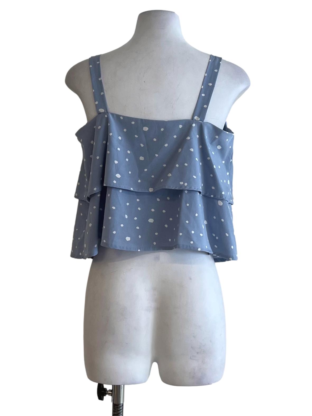 Sky Blue Polka Dot Sleeveless Top