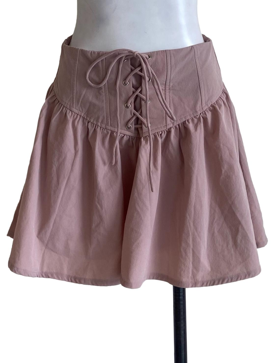 Crepe Pink Tie Detail Skorts