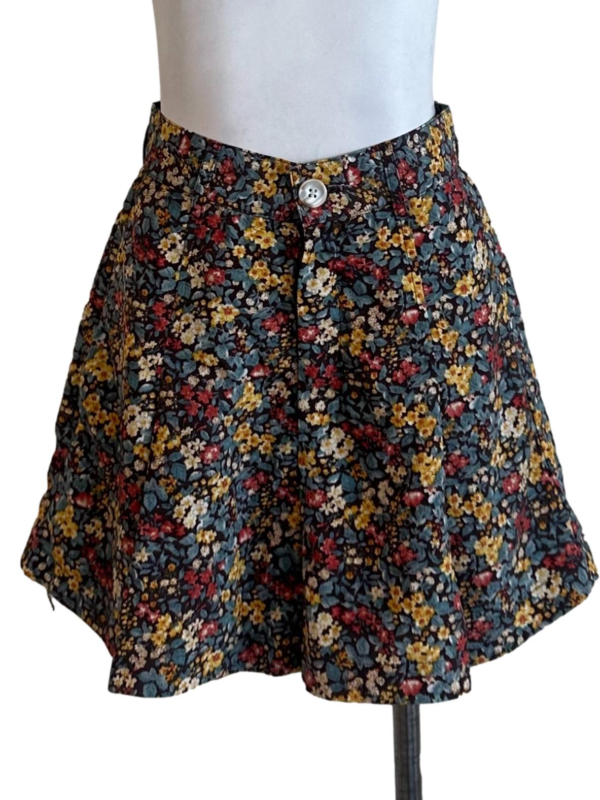 Black Blue Floral Pattern Shorts
