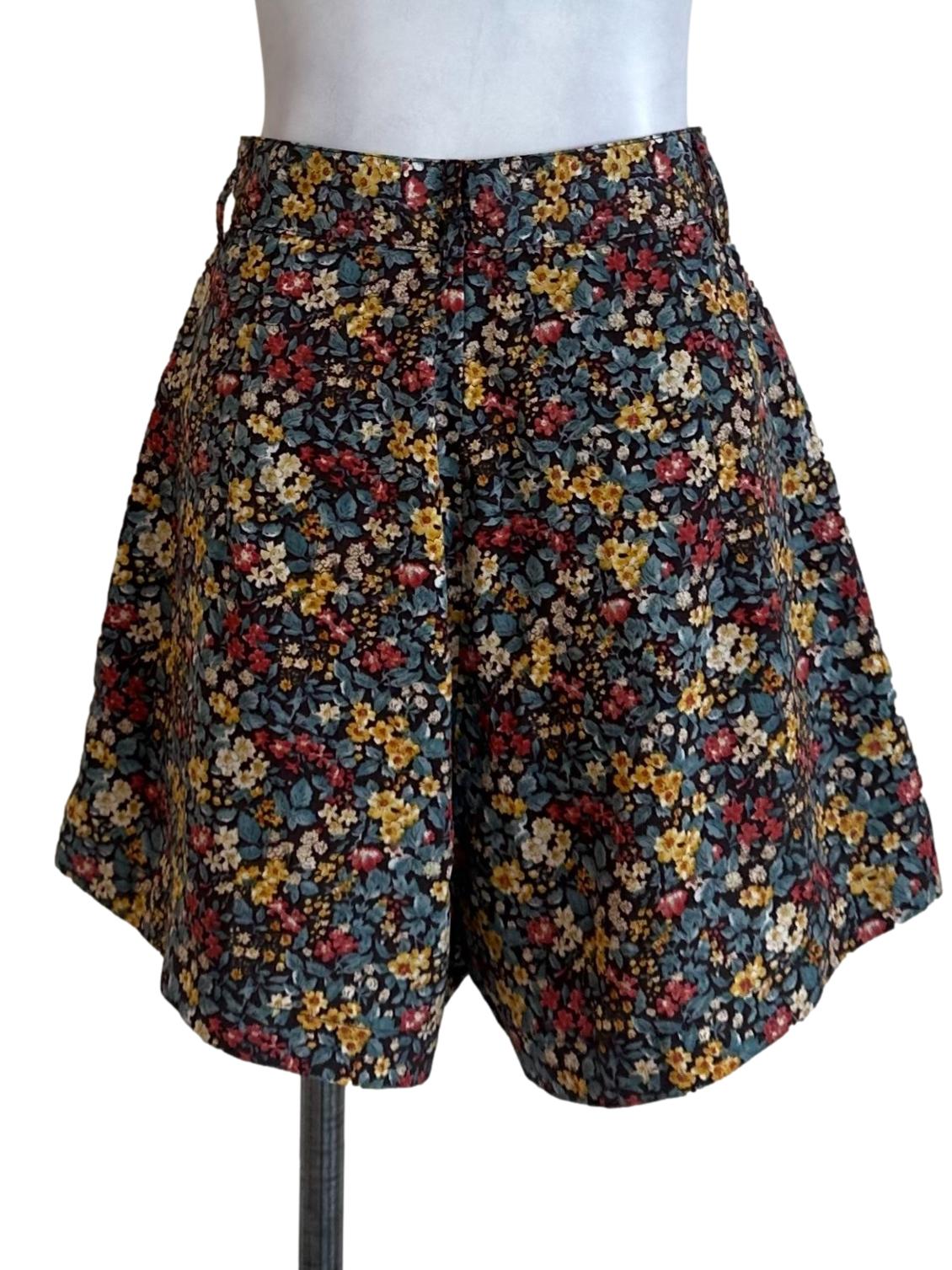 Black Blue Floral Pattern Shorts