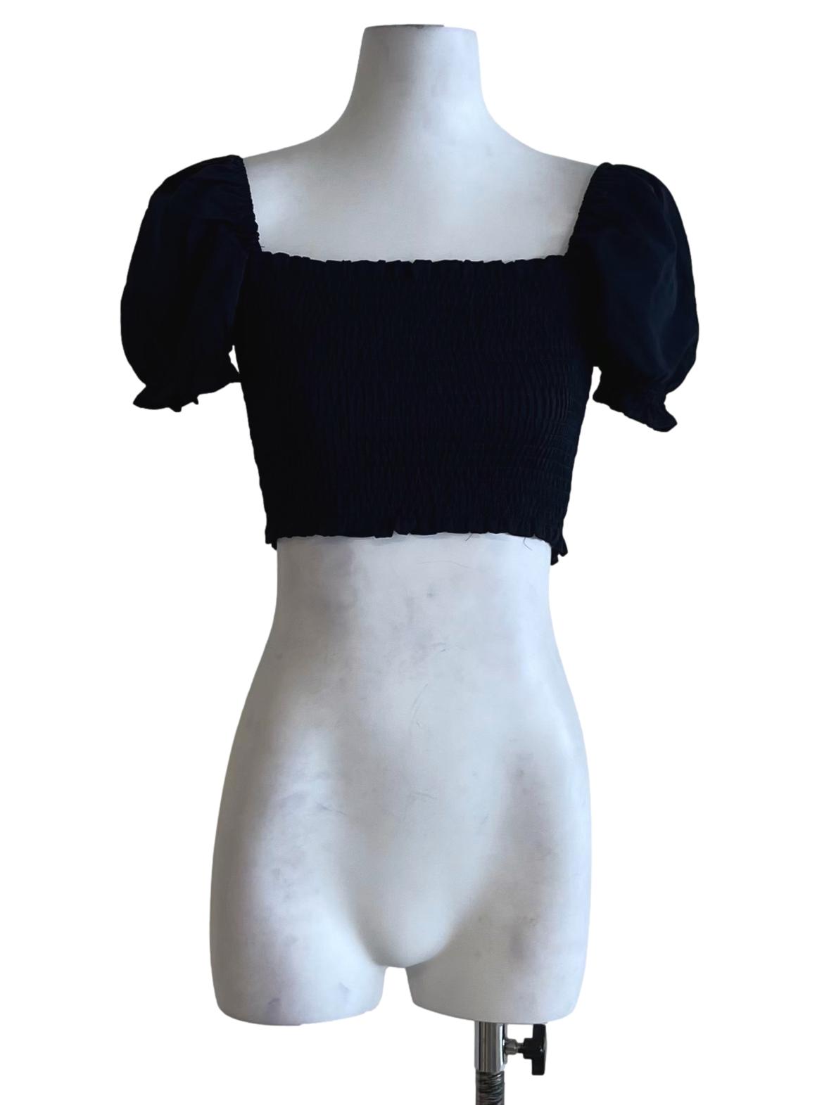 Navy Blue Square Neckline Blouse