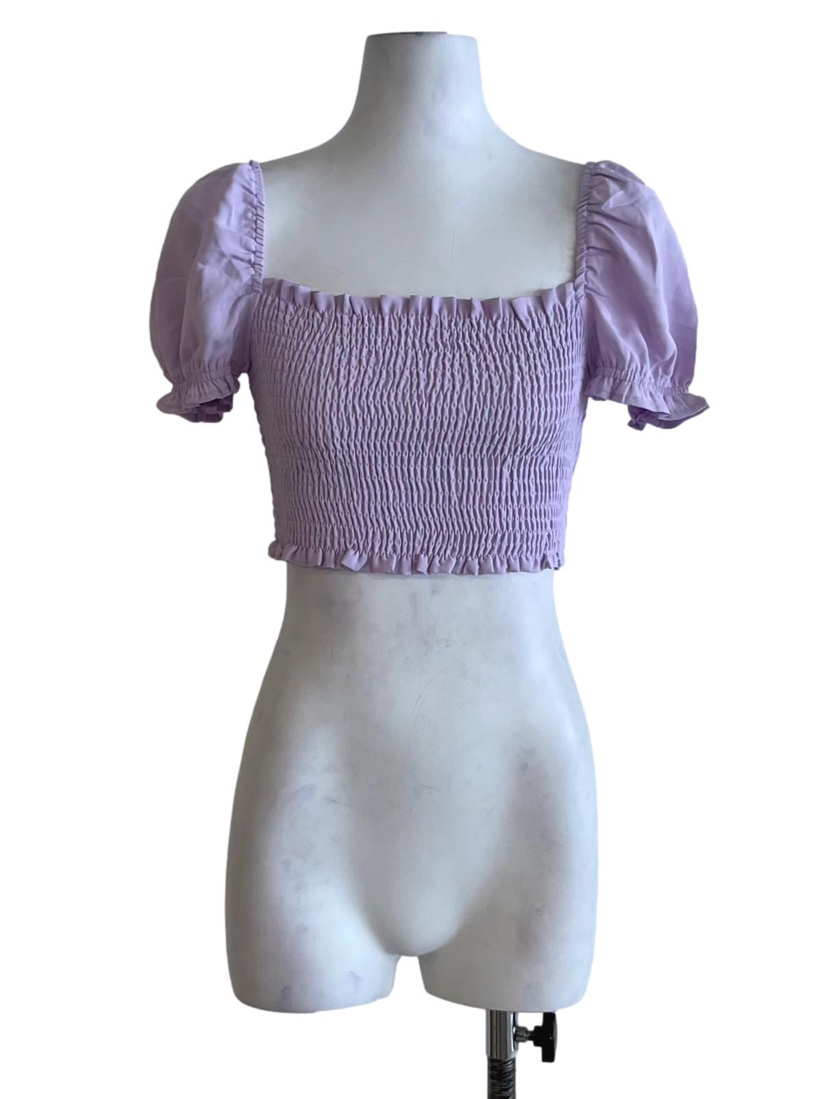 Lavender Purple Square Neckline Blouse