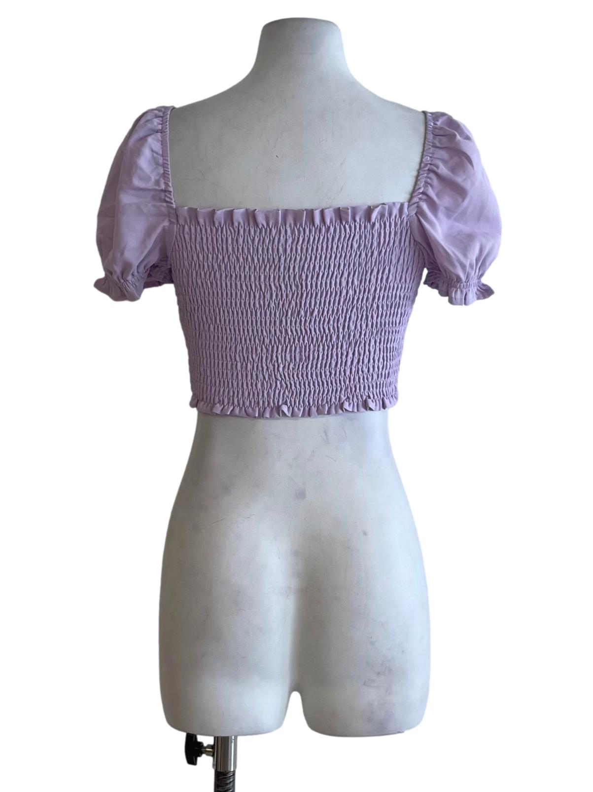 Lavender Purple Square Neckline Blouse