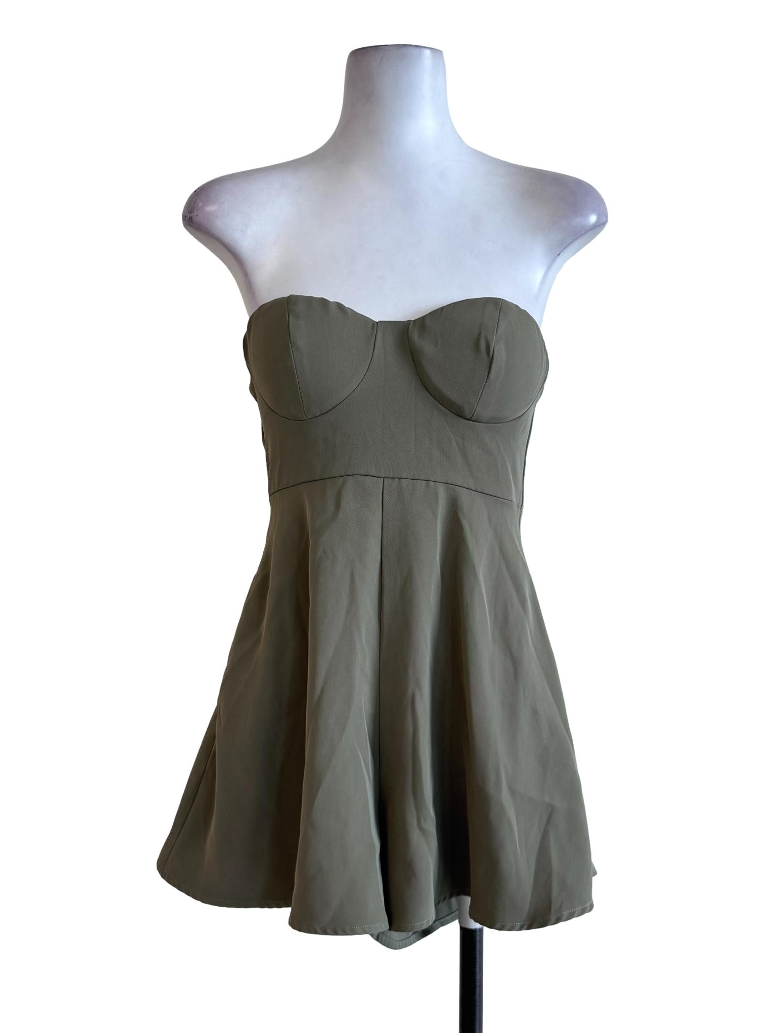 Olive Green Strapless Rompers