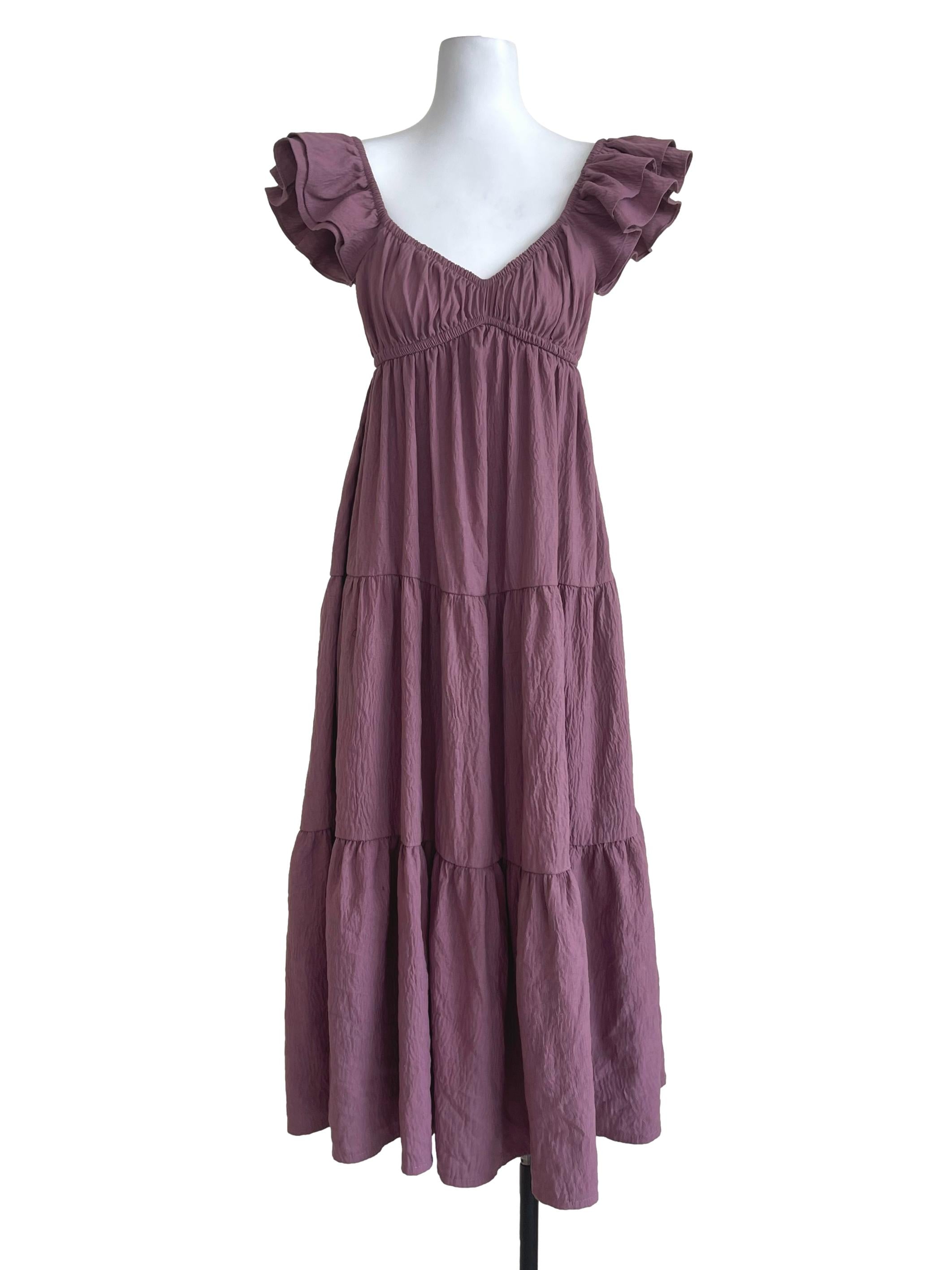 Mauve Ruffle Strap Dress