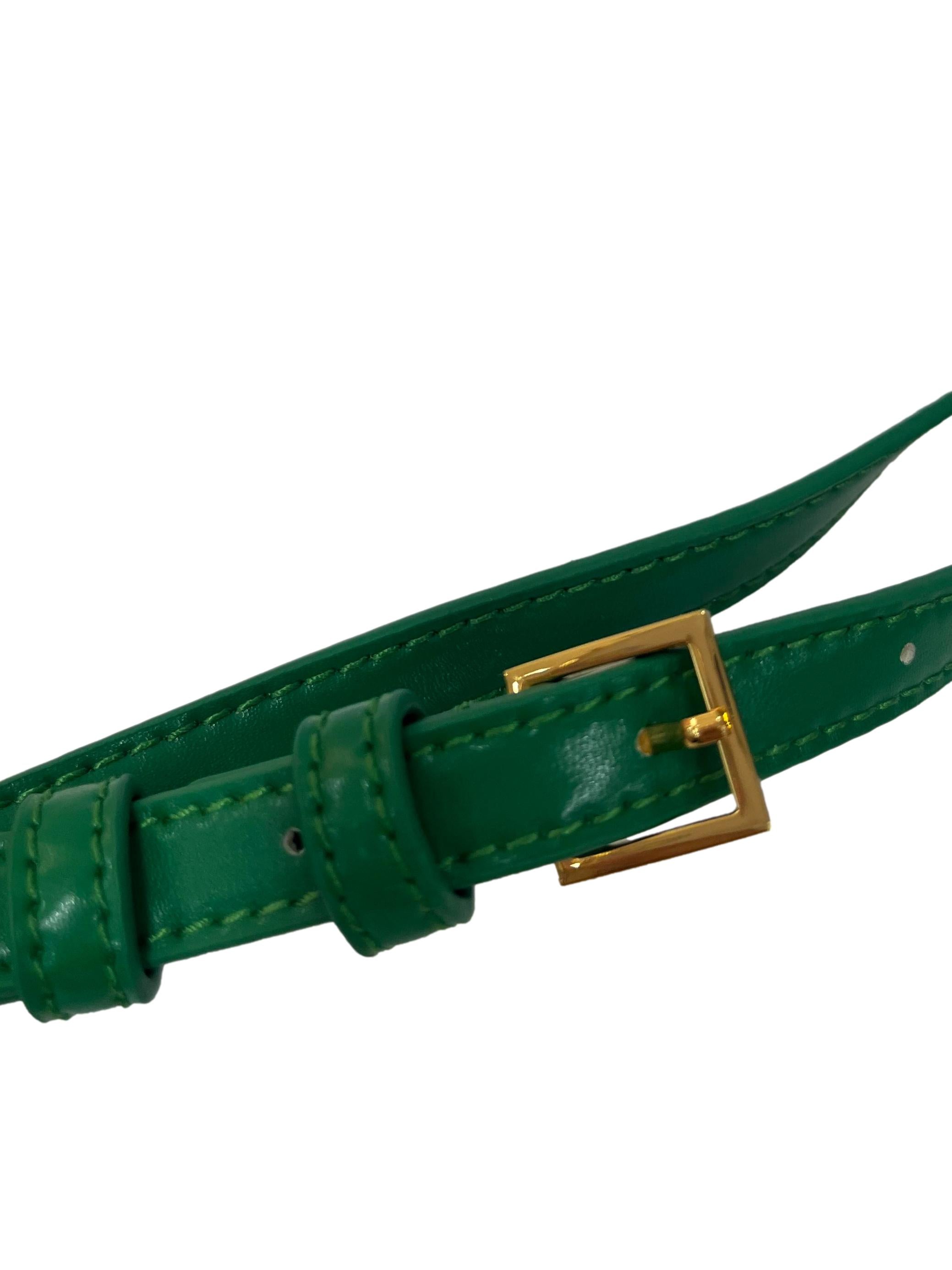 Green Textured Handbag With Changeable Straps