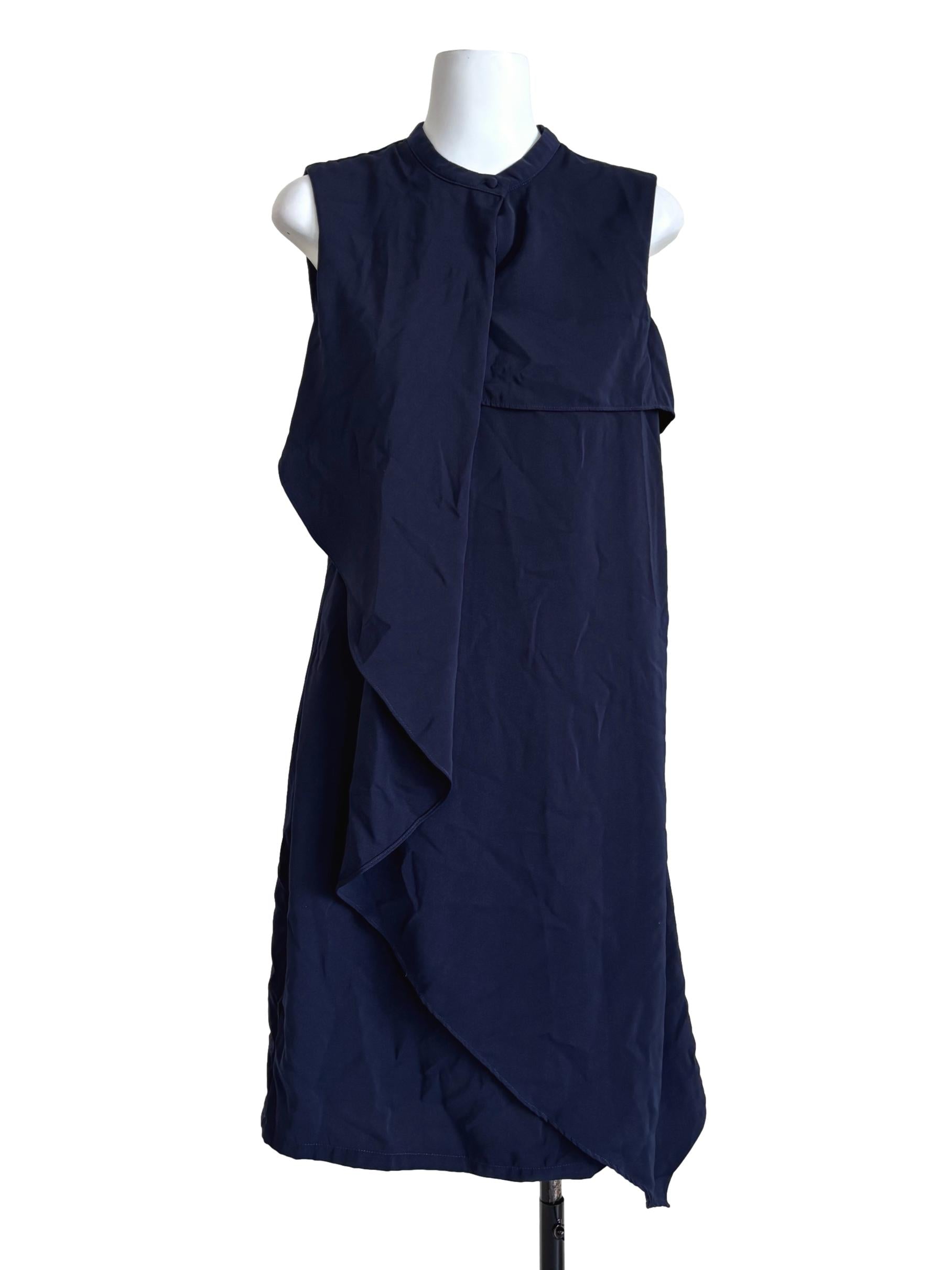 Midnight Blue Sleeveless Drape Dress