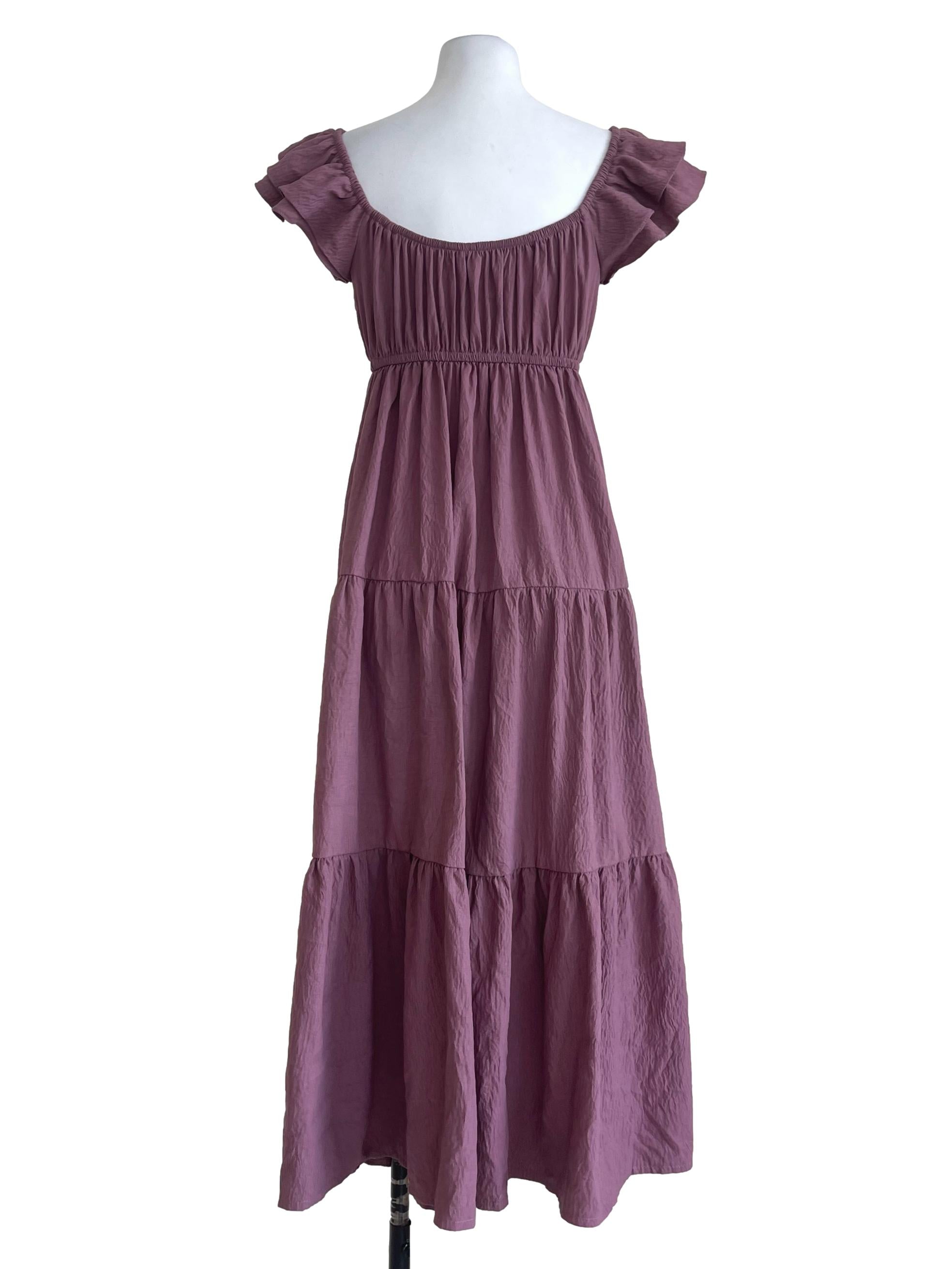 Mauve Ruffle Strap Dress
