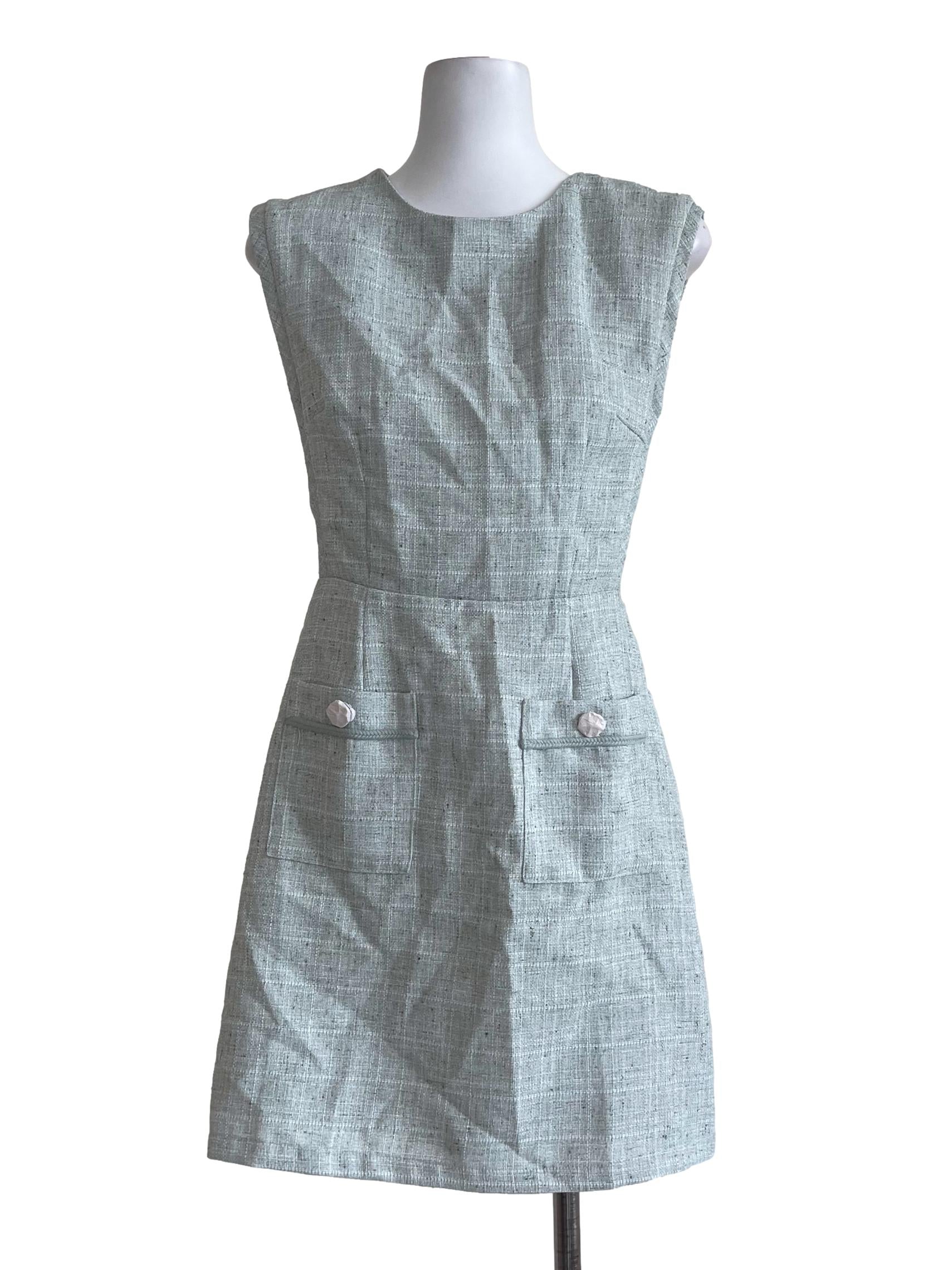 Lapis Green Tweed Pocket Dress LB