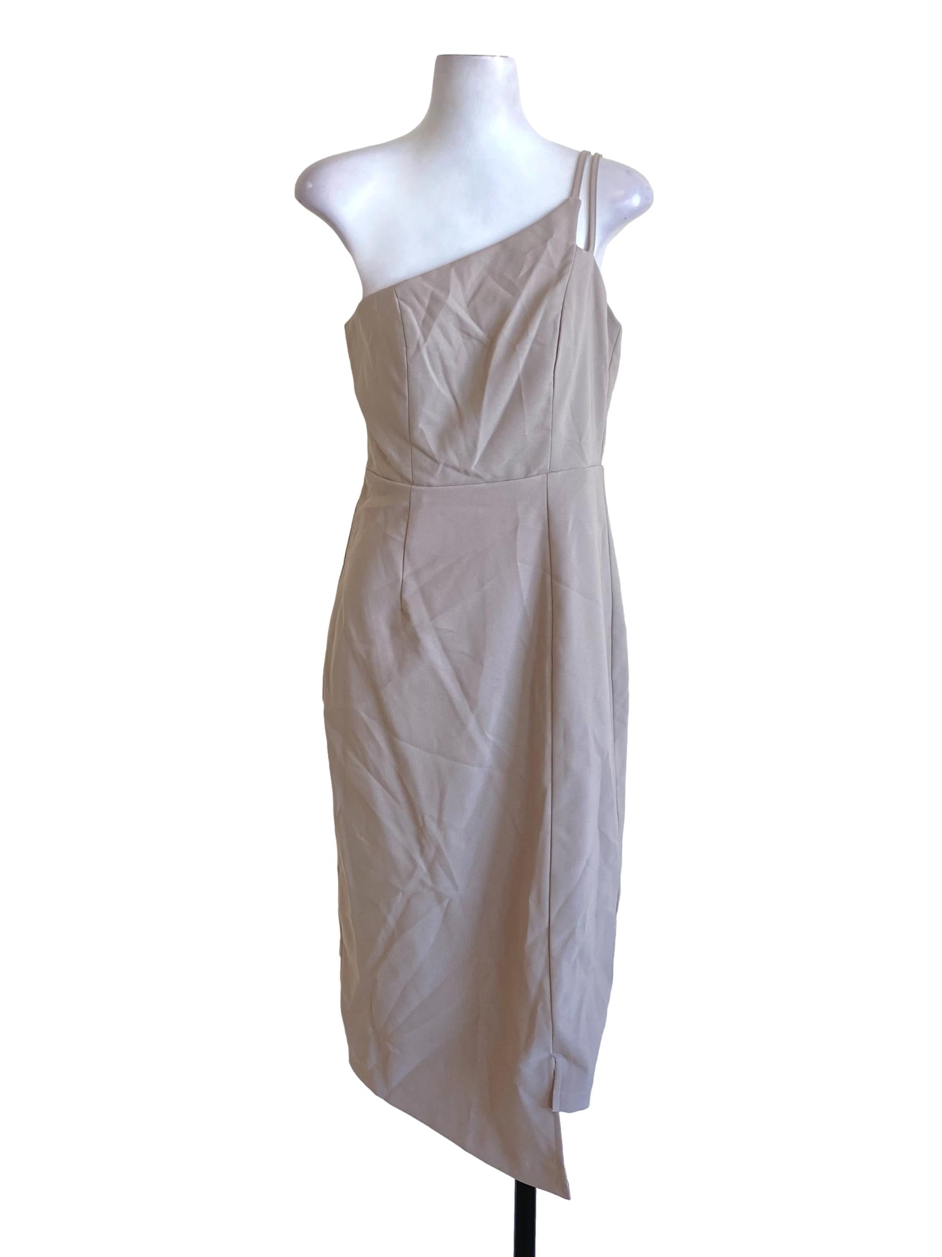 Hazel Wood Brown One-Shoulder Asymmetrical Dress